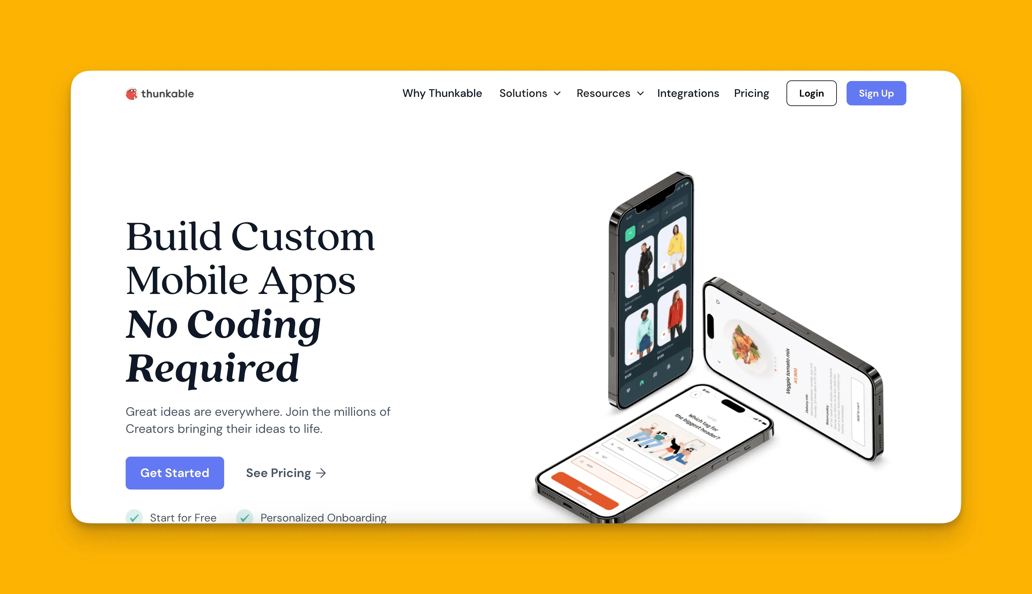 Interfaz del constructor de apps Thunkable