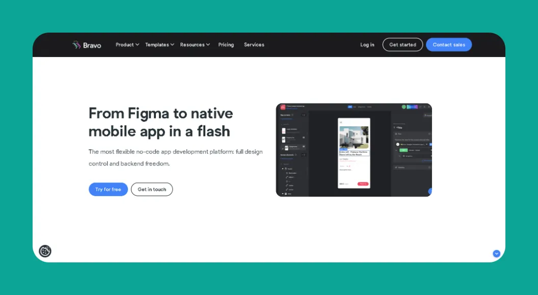 Interfaz de la plataforma Bravo Studio