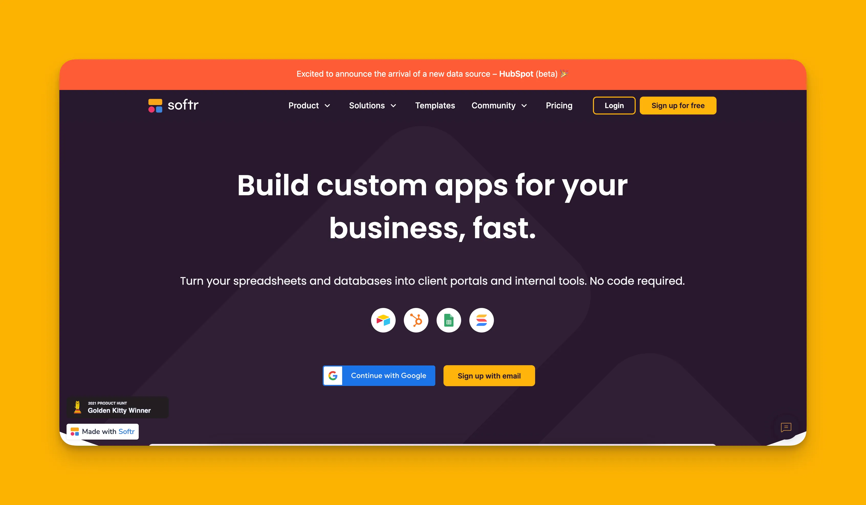 Interfaz del constructor de aplicaciones Softr