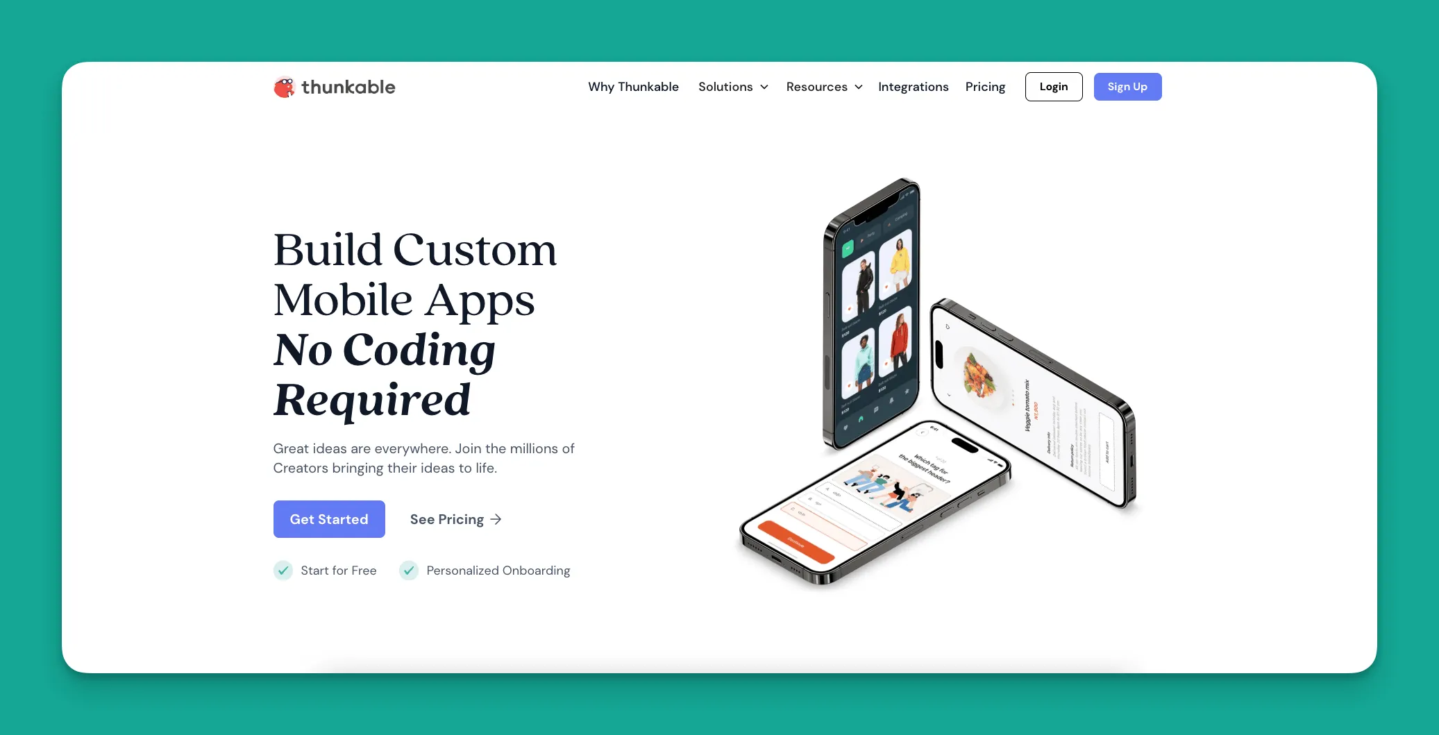 Interfaz del constructor de apps Thunkable