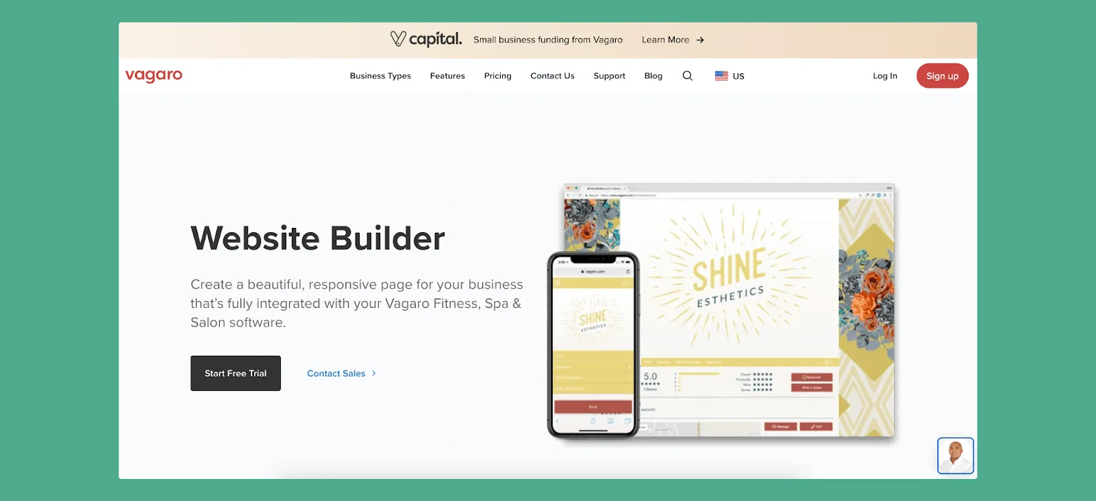 Interfaz de plataforma Vagaro