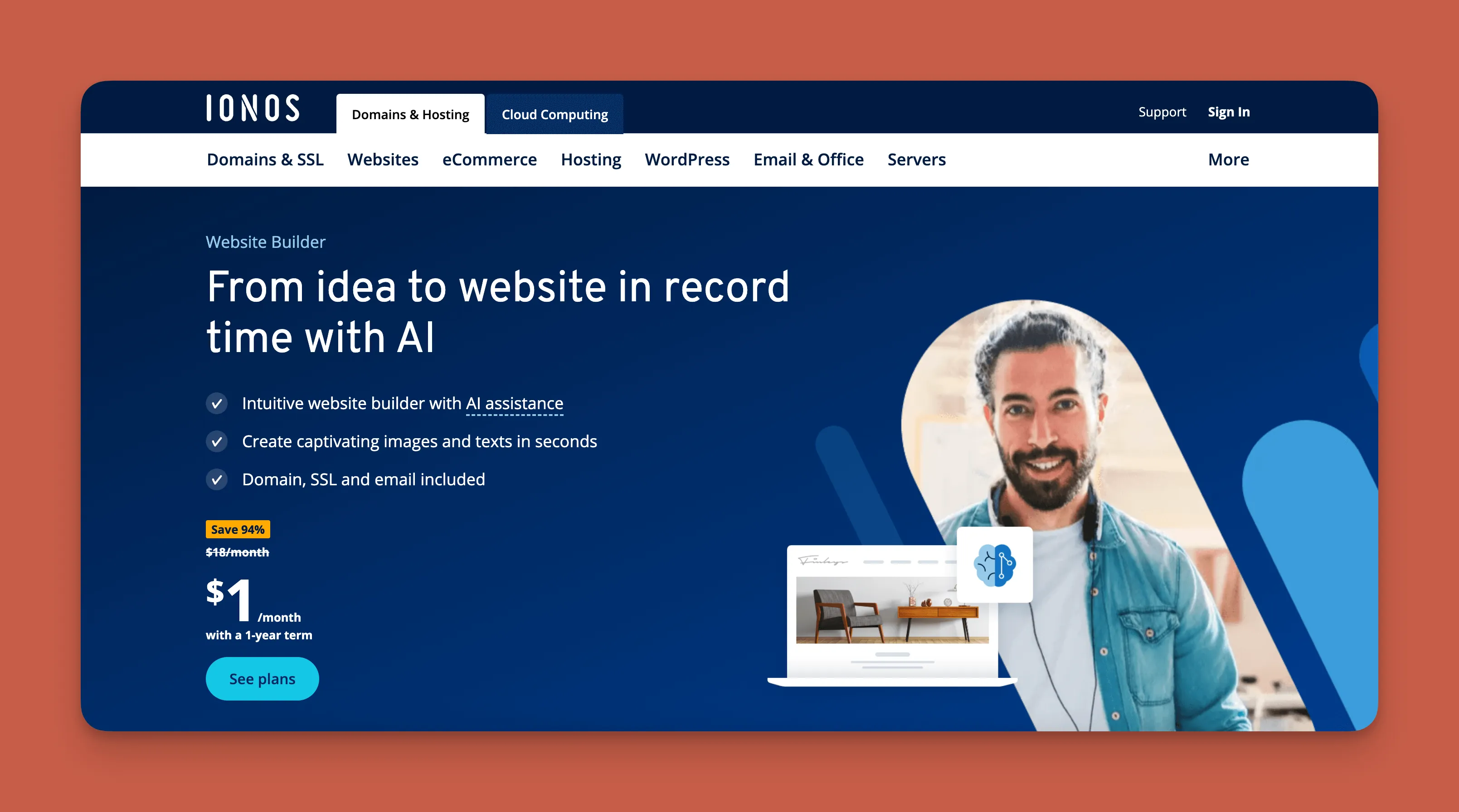 Constructor de sitios web con IA de IONOS