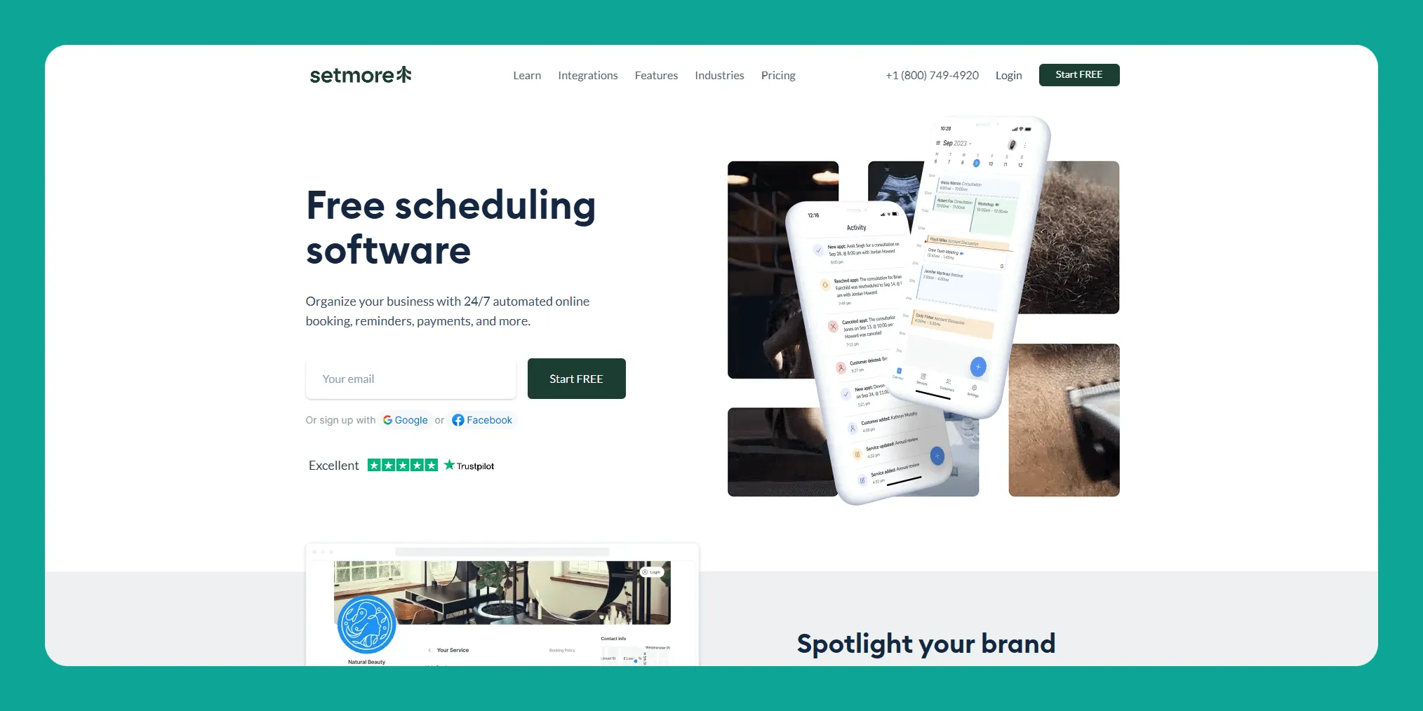 Interfaz del software de programación Setmore