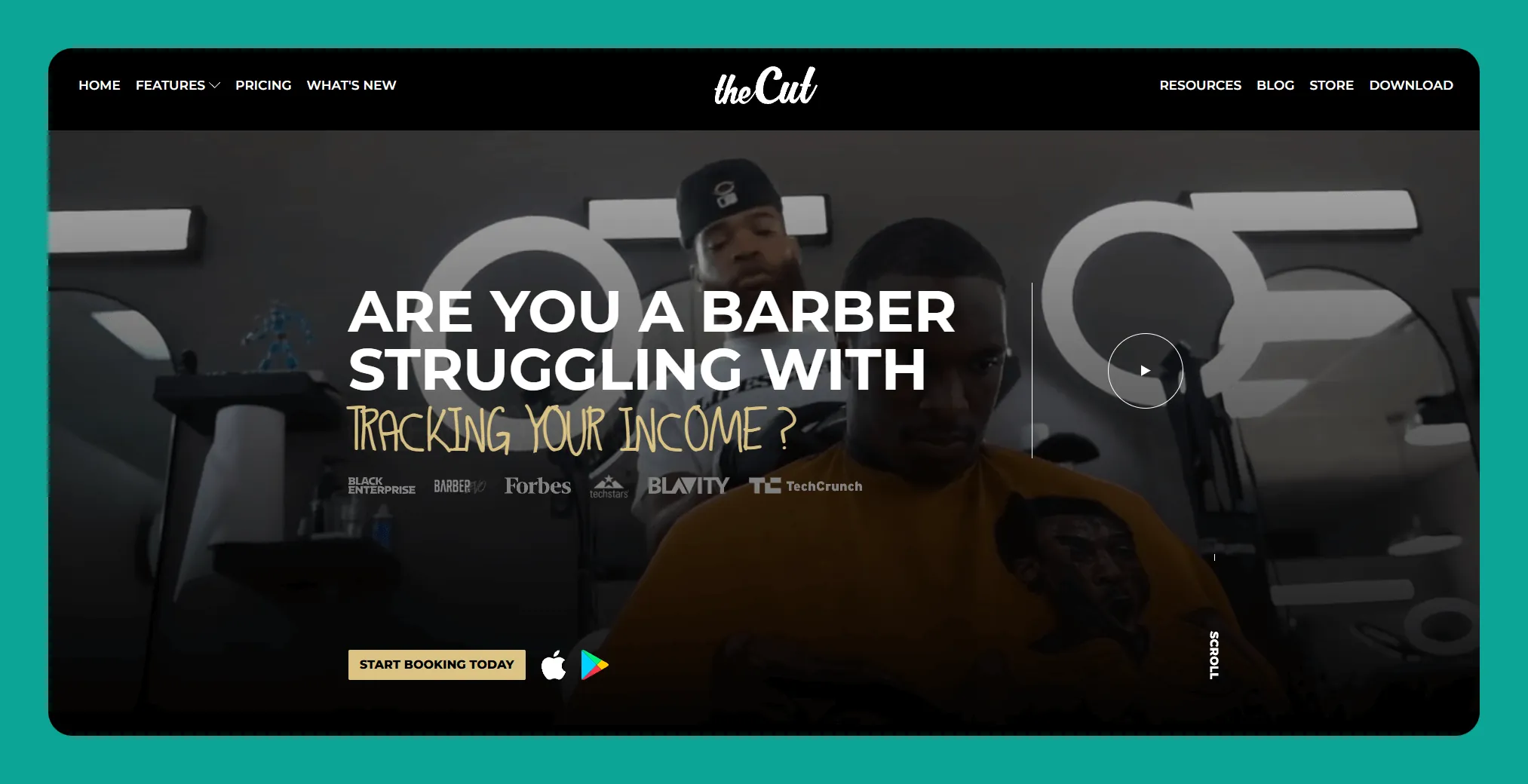 Interfaz de la aplicación de barbería theCut