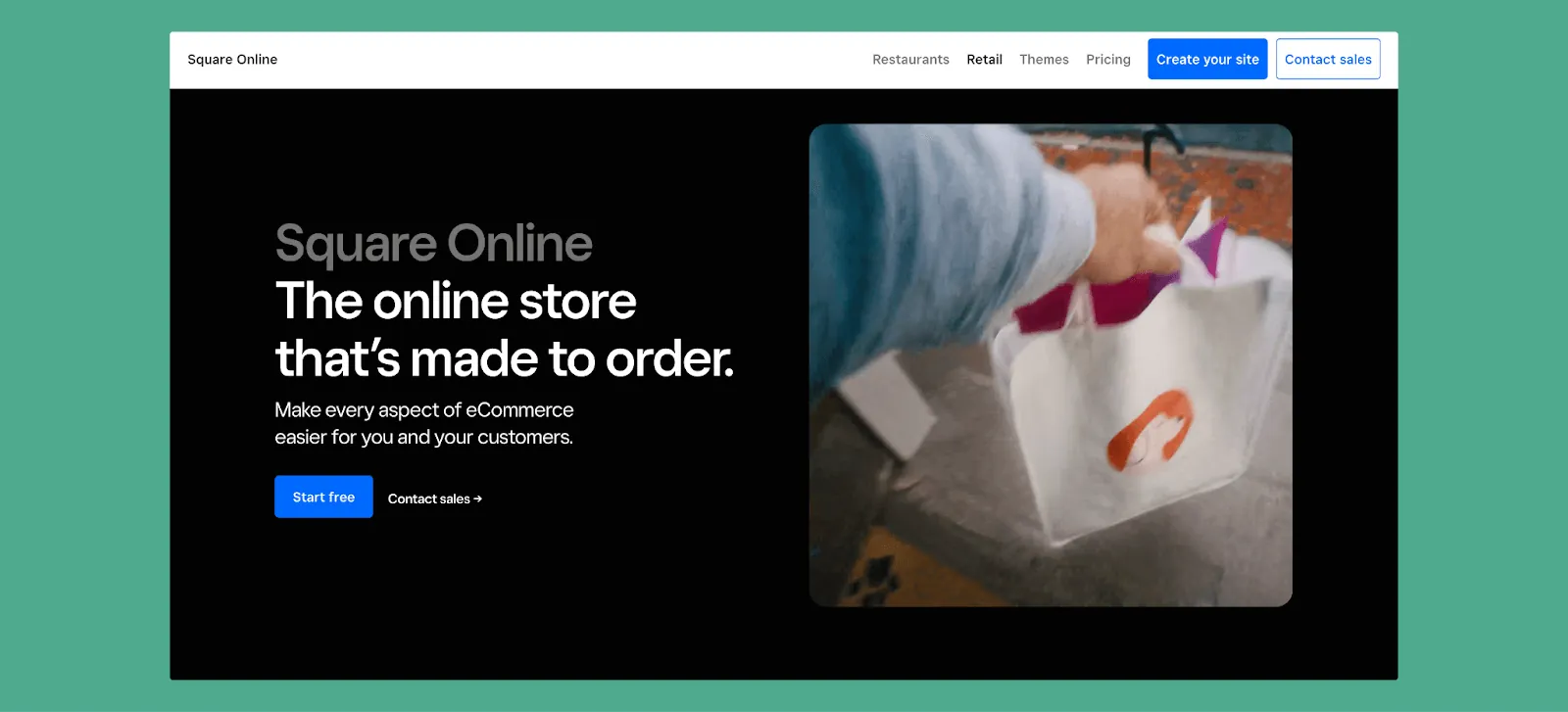 Interfaz de Square Online