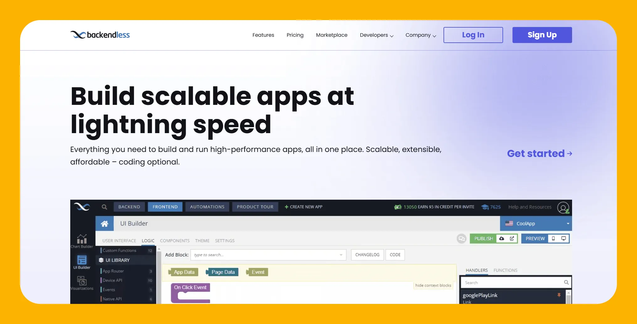 Interfaz de Backendless