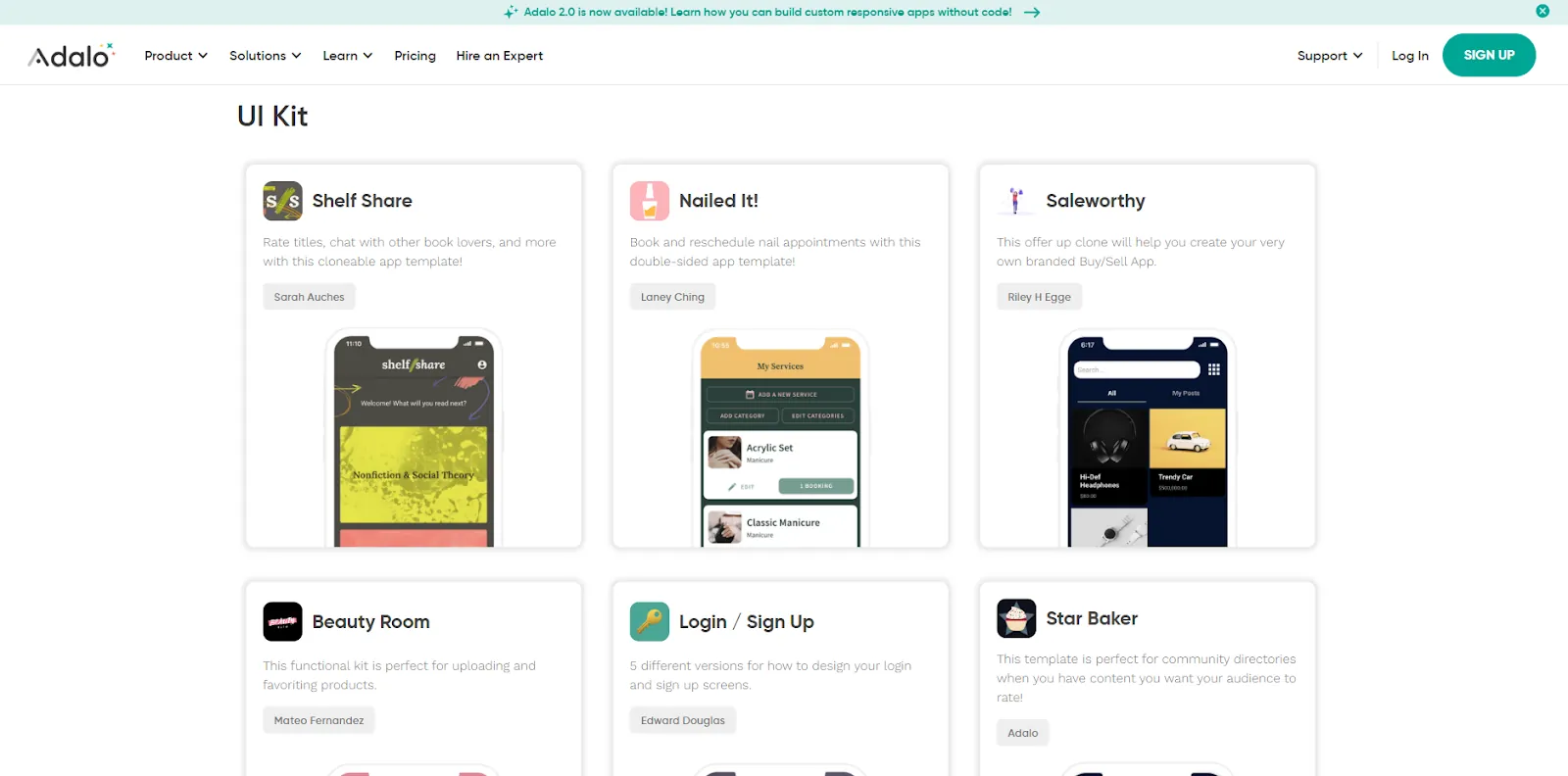Interfaz de arrastrar y soltar de Adalo