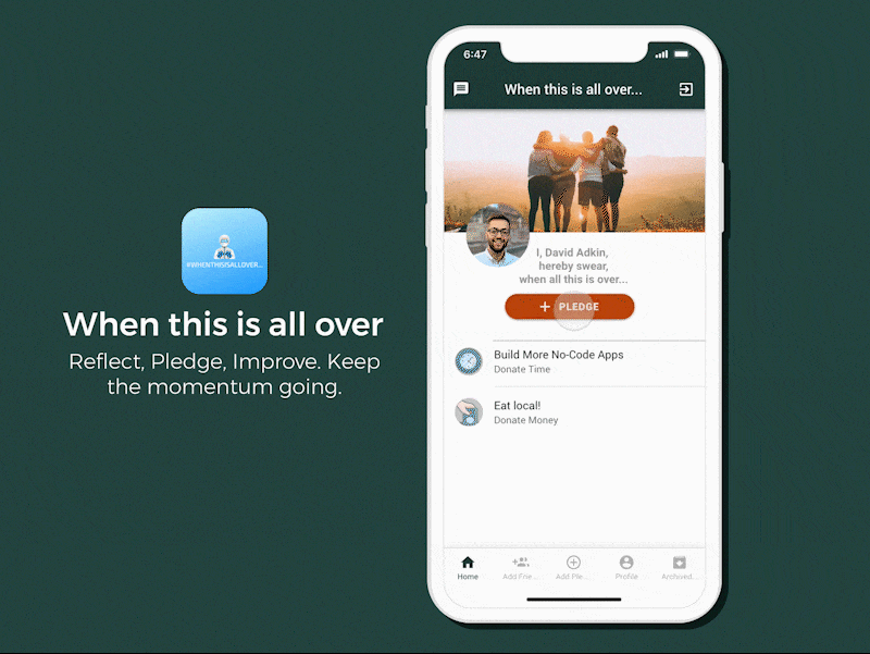 Demostración animada de la aplicación de reflexión When This Is All Over por Jason Martin
