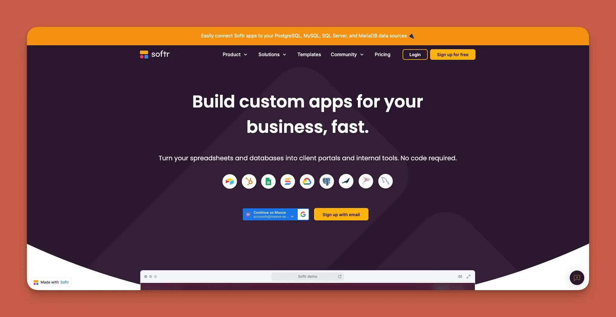 Générateur d'applications basé sur une base de données Softr