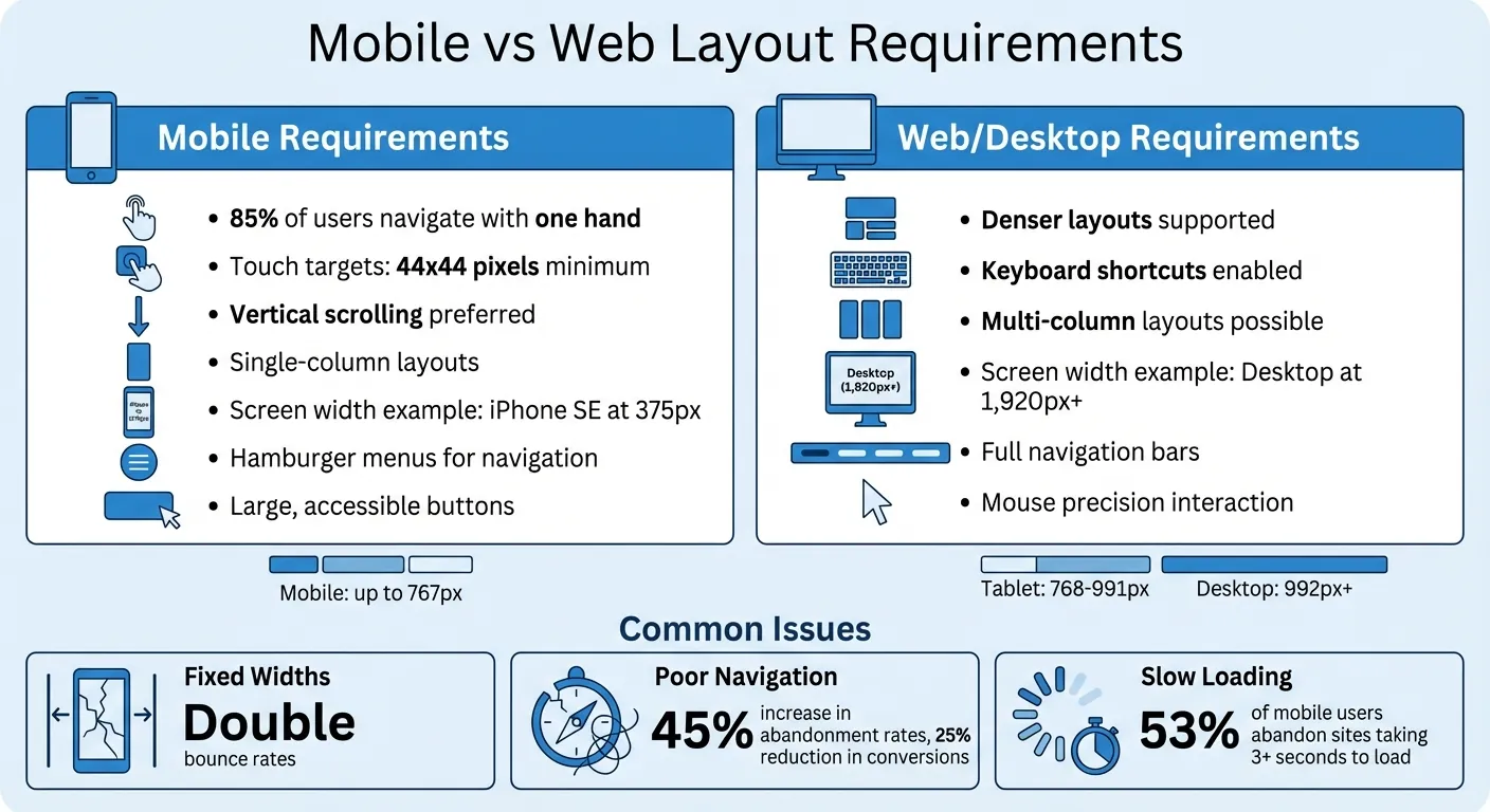 Requisitos de diseño móvil frente a web: mejores prácticas de diseño adaptable