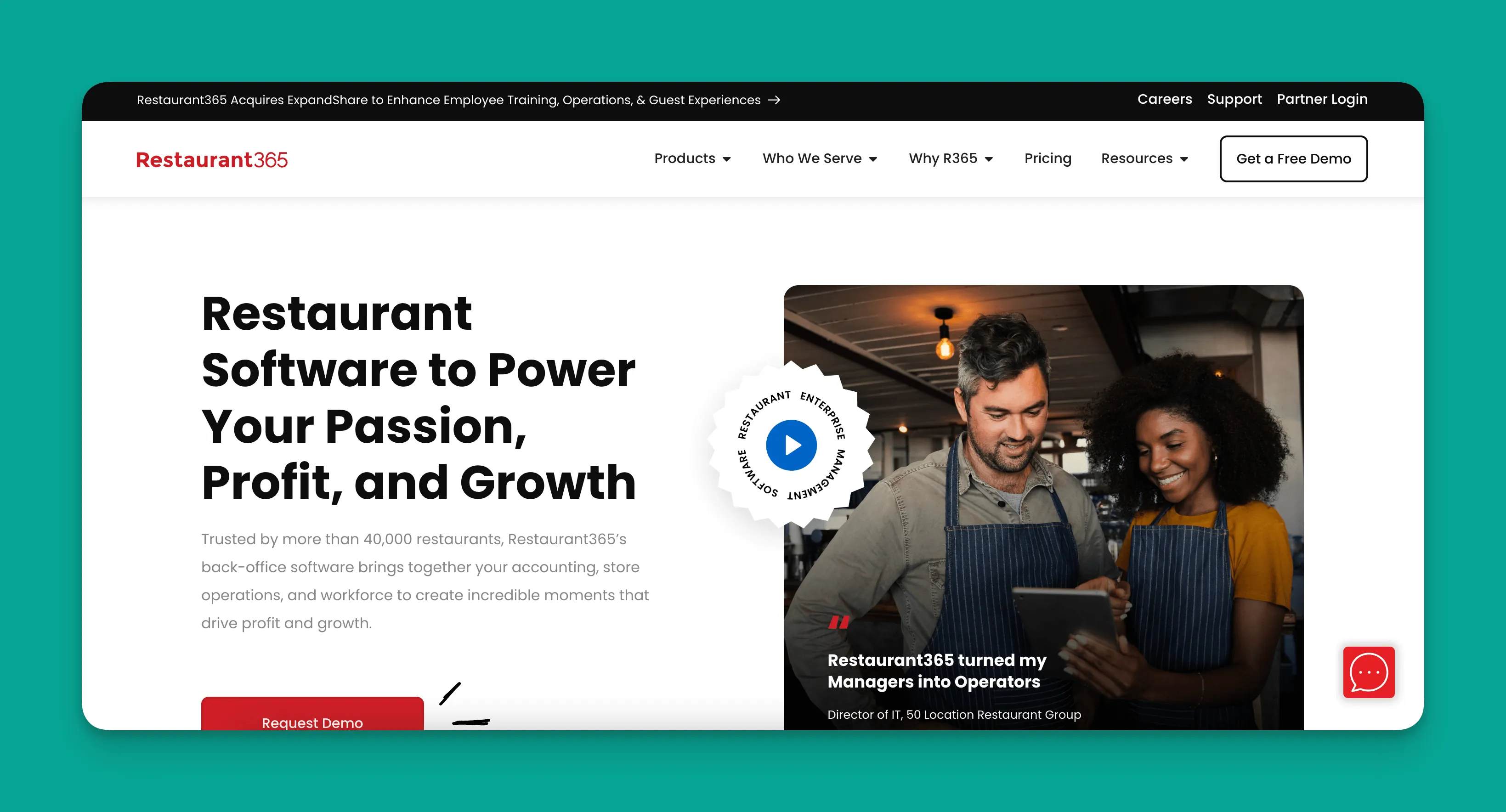 Interfaz de gestión Restaurant365