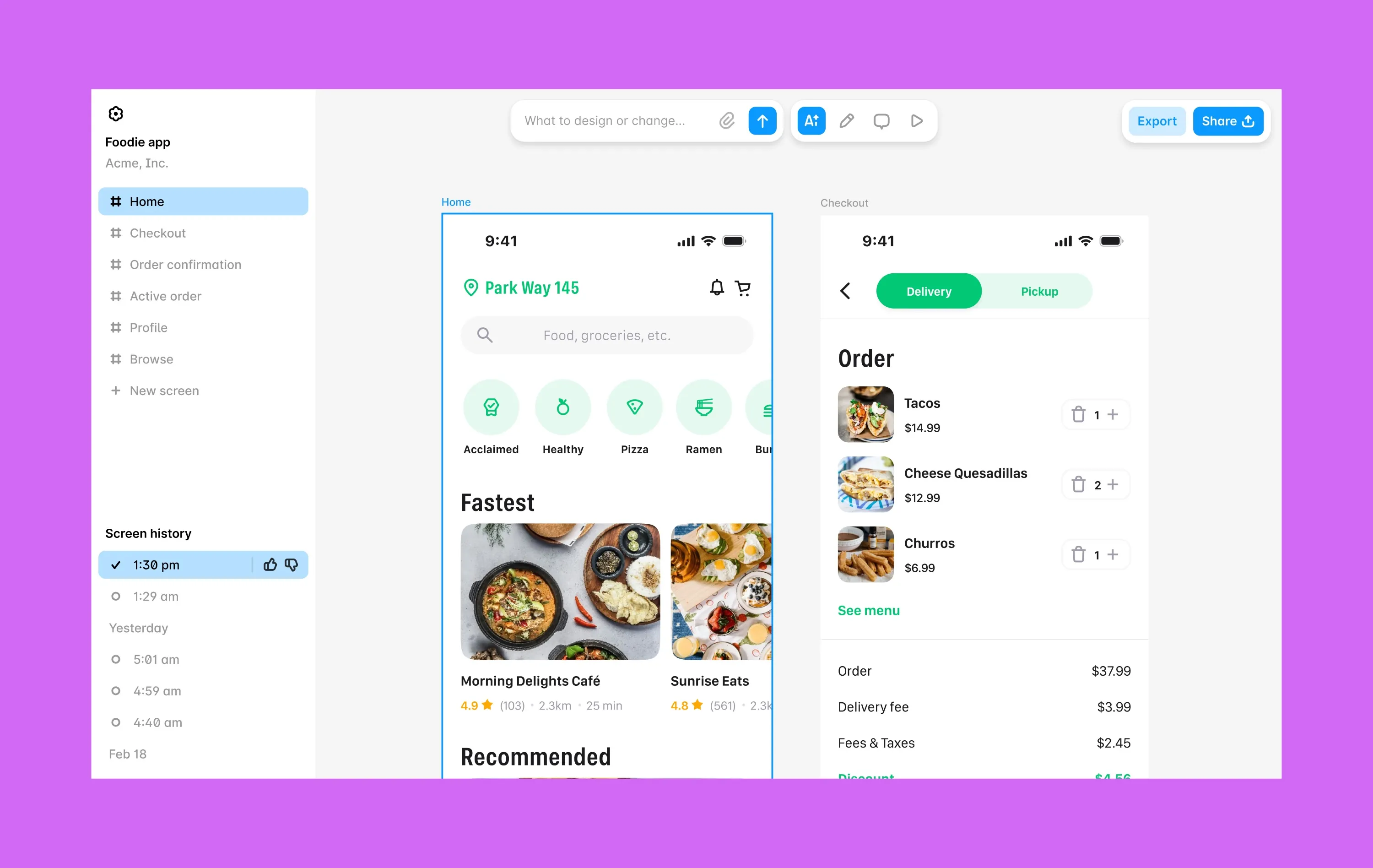Interface de l'éditeur Lovable