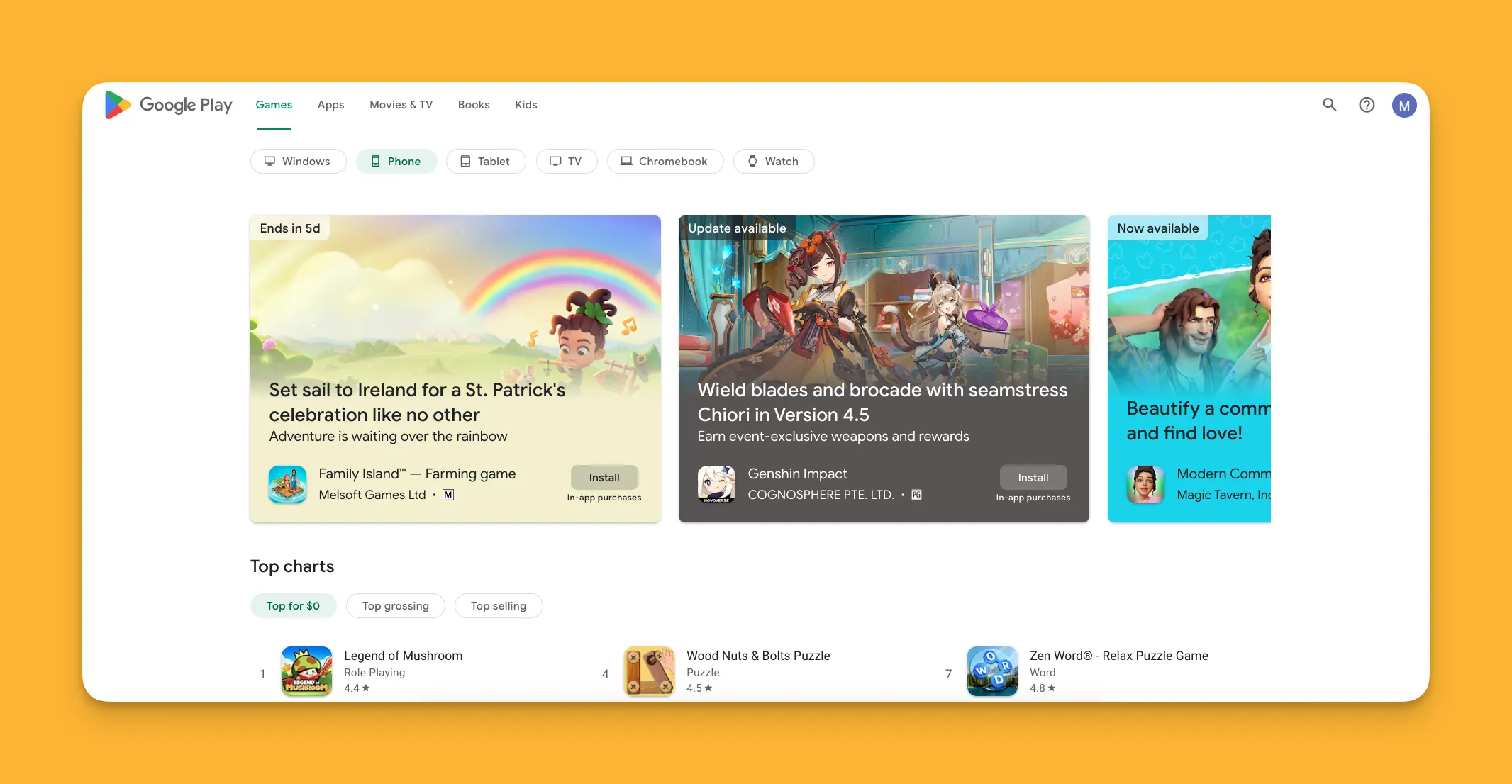 Descripción general de tipos de compra dentro de la aplicación