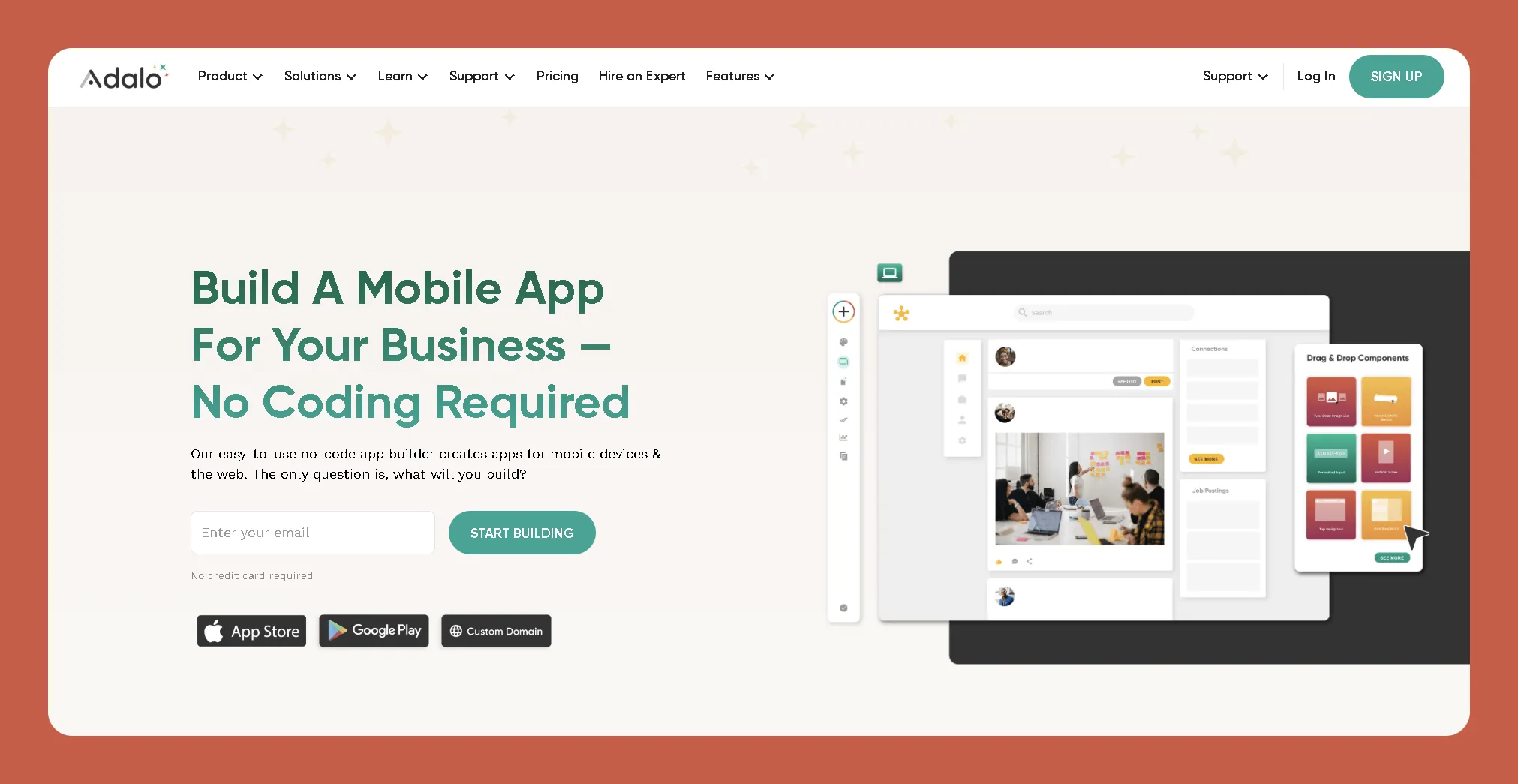 Interfaz de la plataforma Adalo