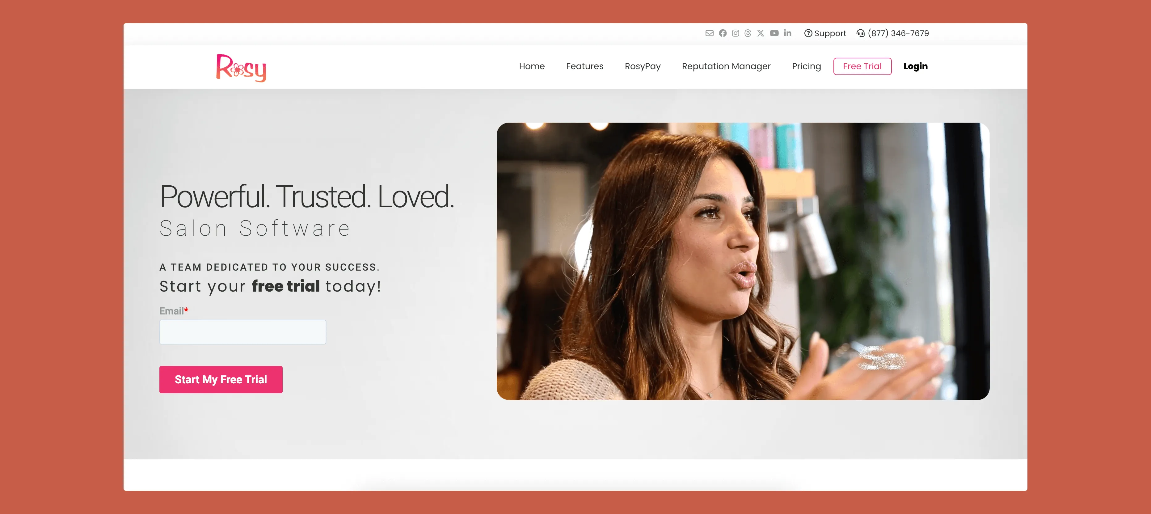 Interfaz de software de salón Rosy