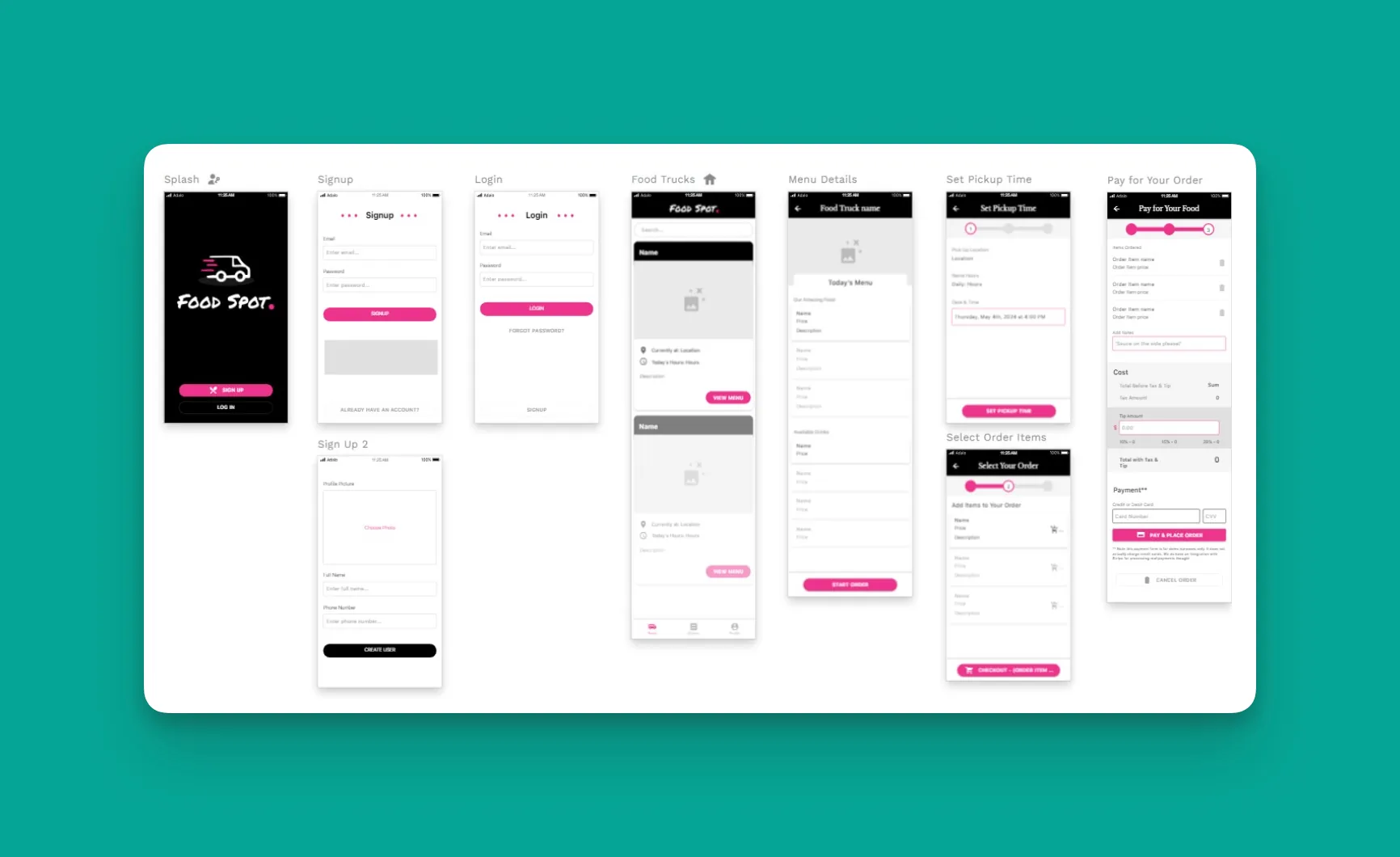 Captura de pantalla de la plantilla de aplicación de pedidos de Adalo