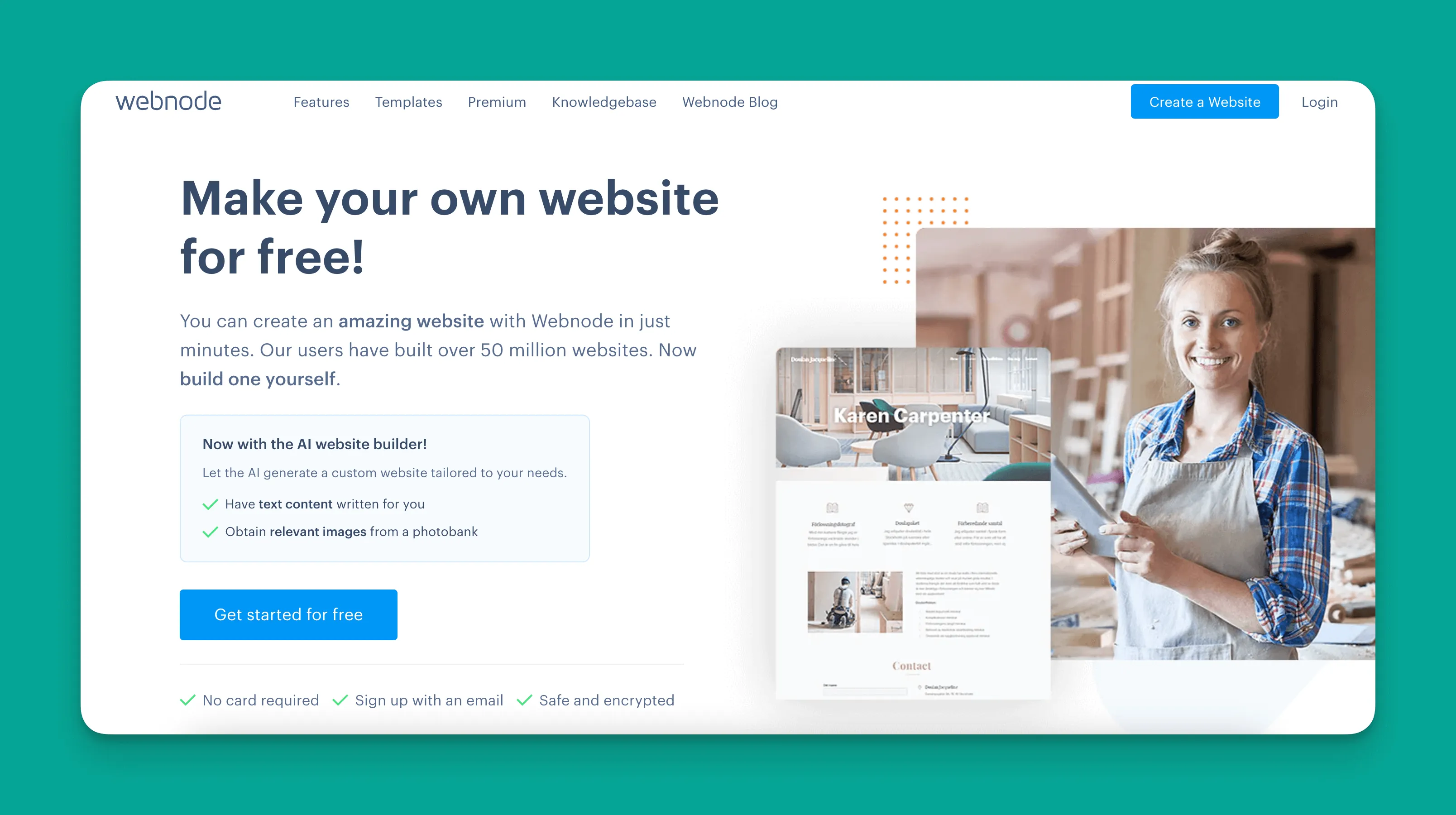 Interfaz del constructor de sitios web Webnode