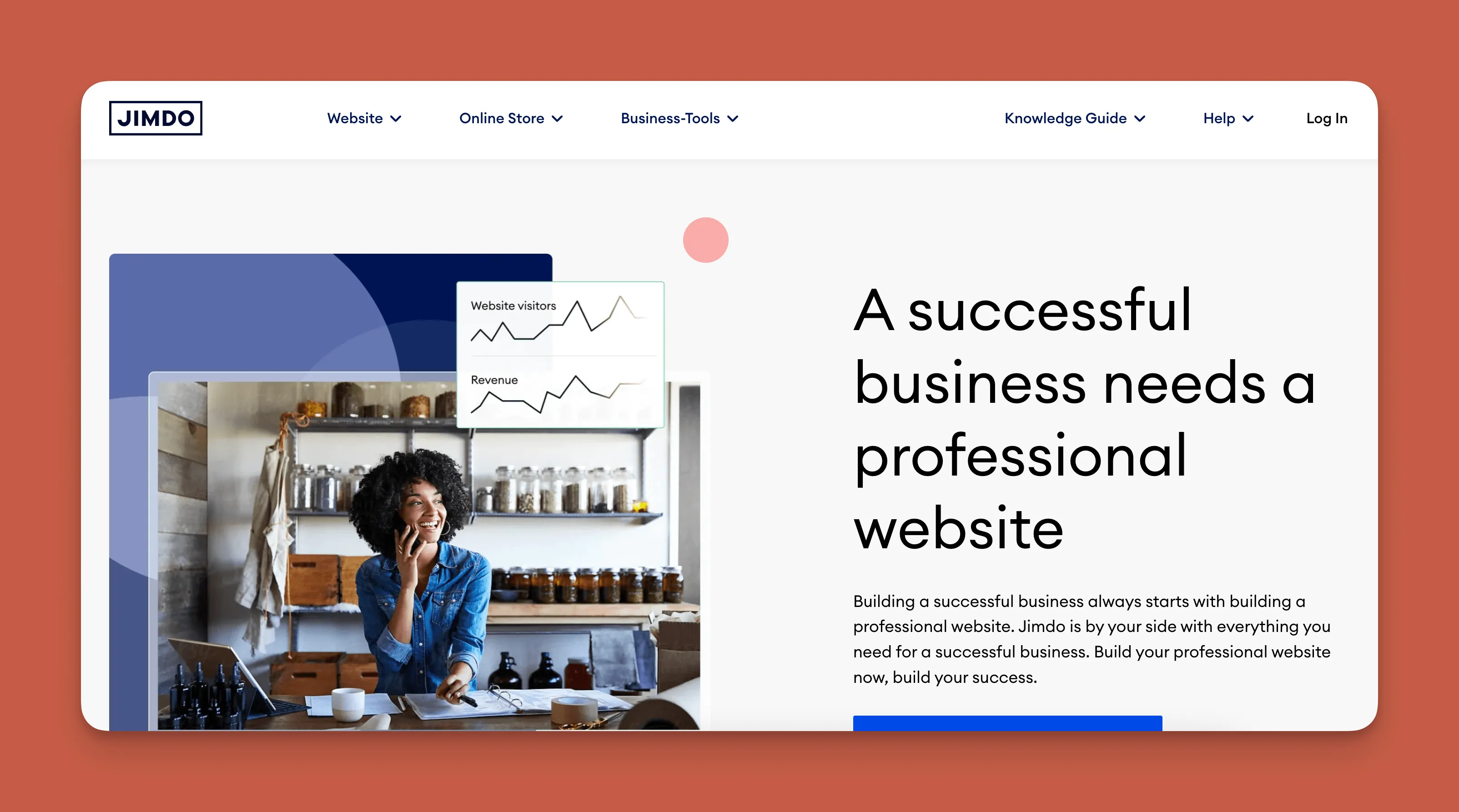 Interfaz del constructor de sitios web con IA de Jimdo