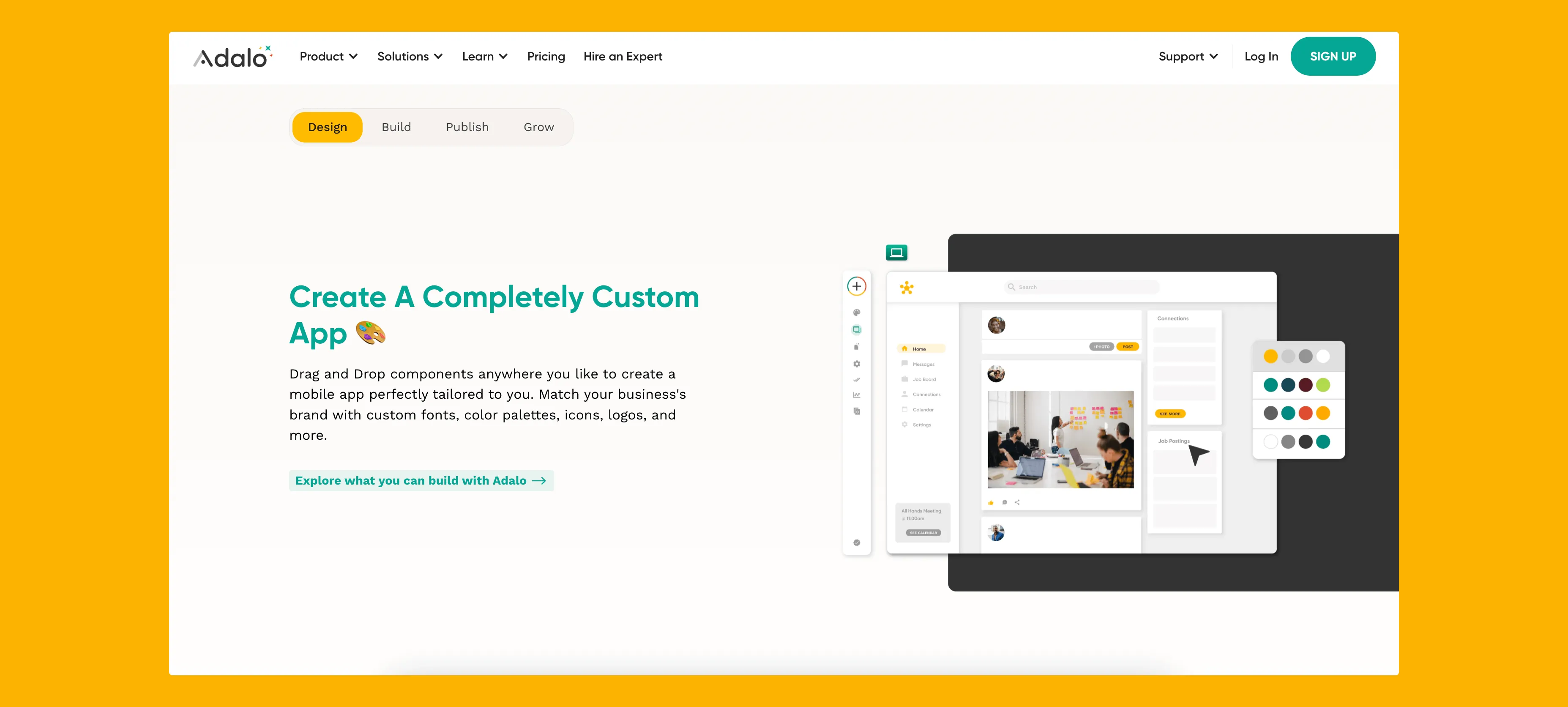 Interfaz del constructor de aplicaciones Adalo