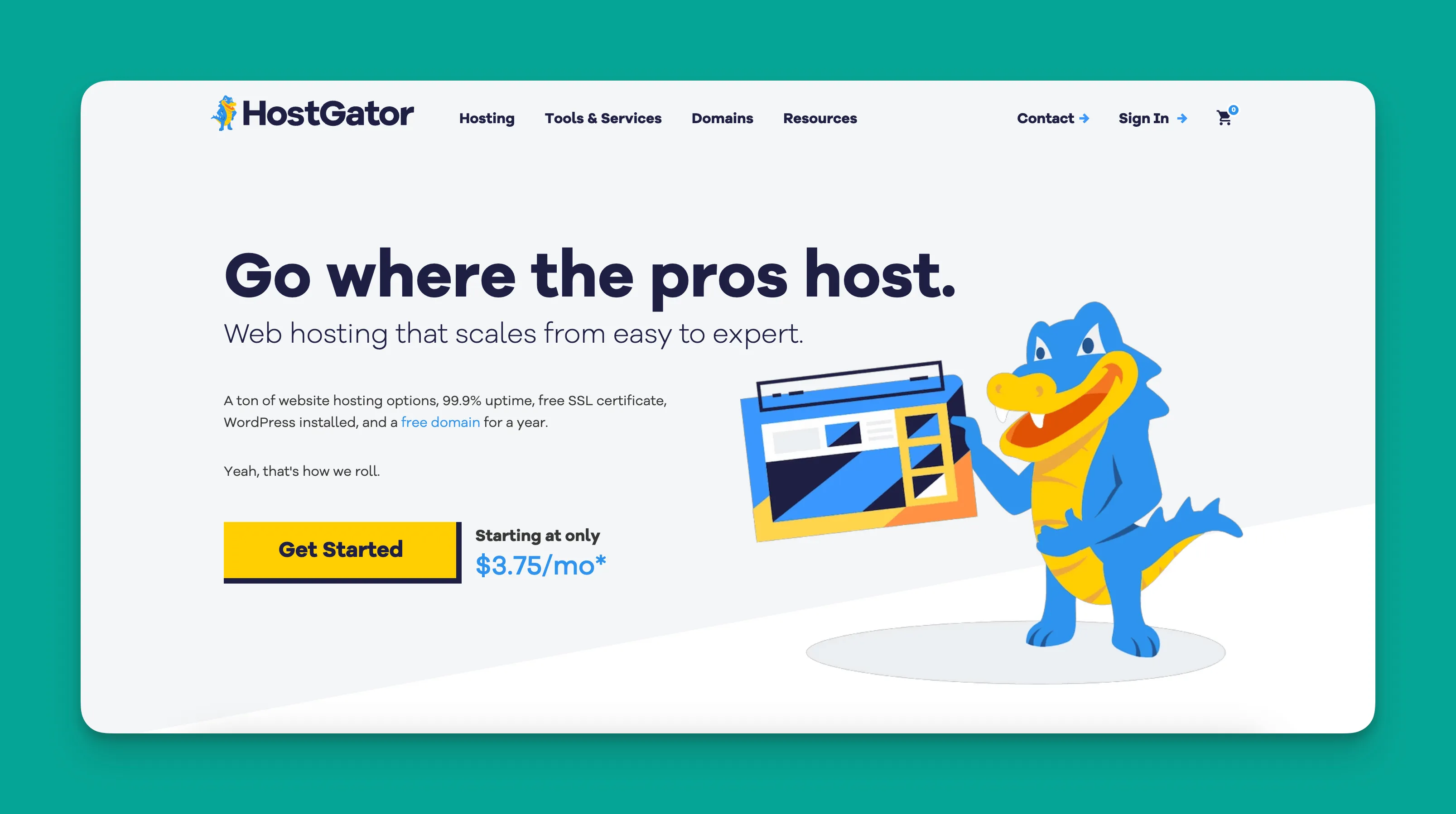 Interfaz del constructor de sitios web HostGator