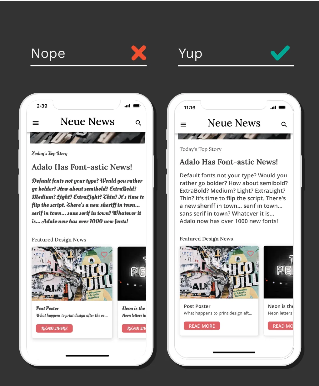 Ejemplo de contraste de texto
