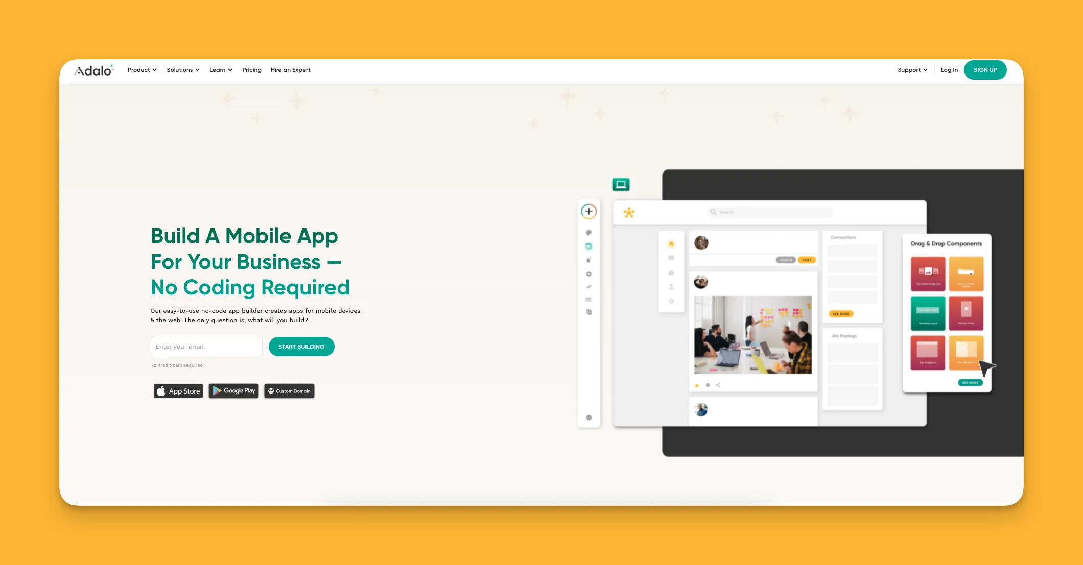 Interfaz del constructor de aplicaciones Adalo