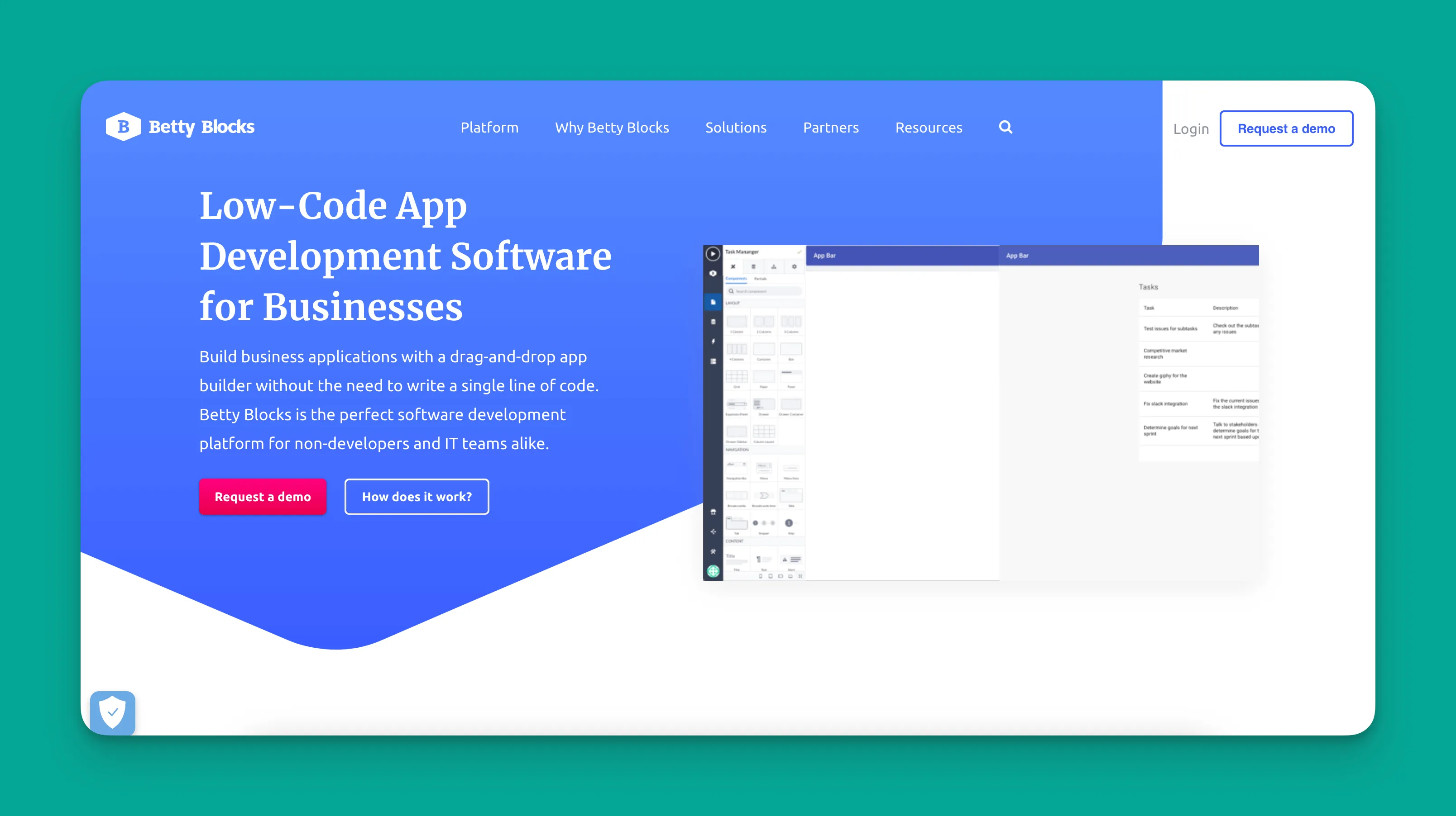 Interfaz de plataforma empresarial sin código de Betty Blocks