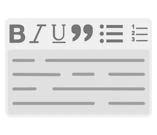 Componente editor de texto enriquecido con formato negrita, cursiva y listas