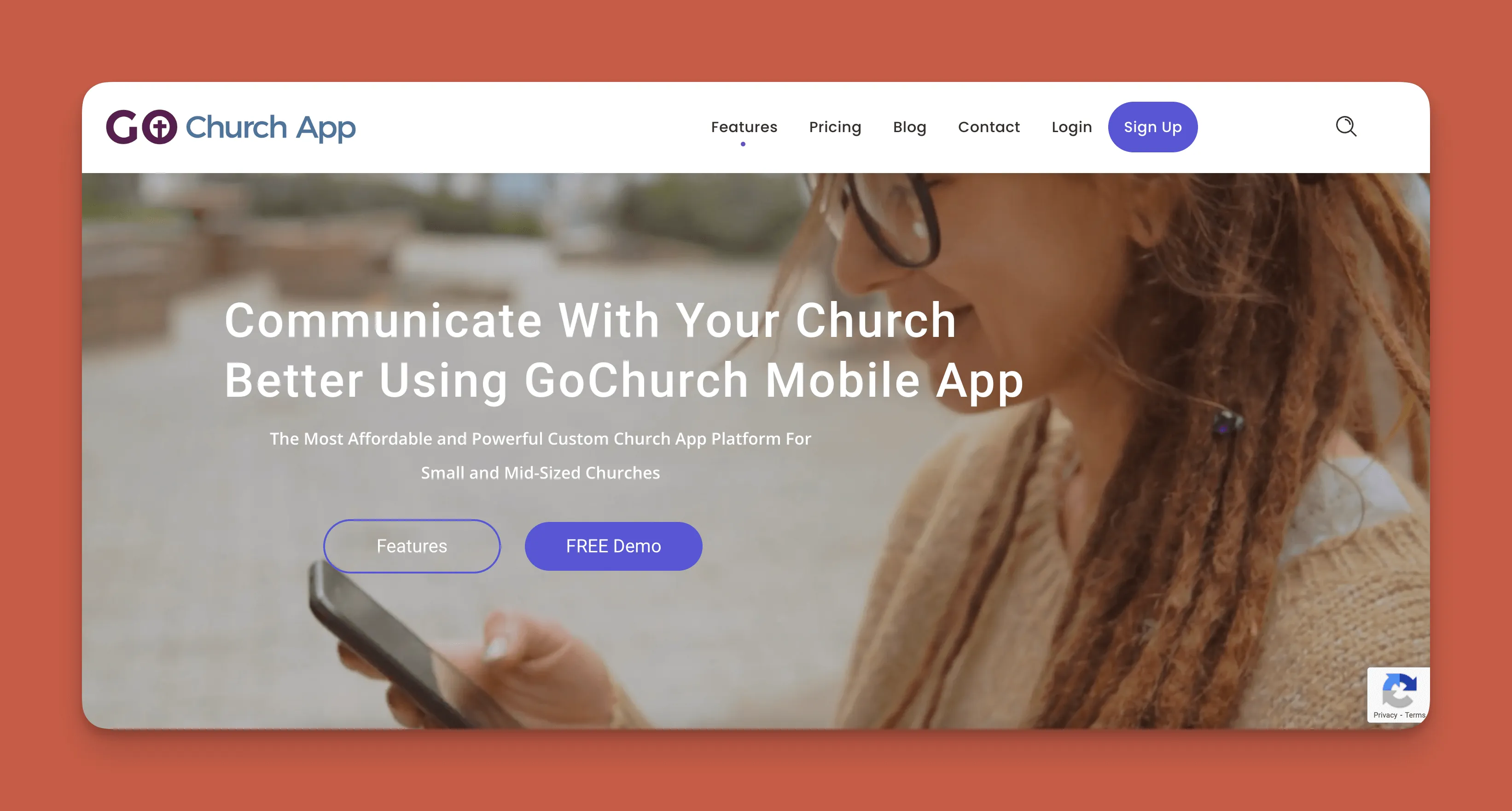 Interfaz de la aplicación GoChurch