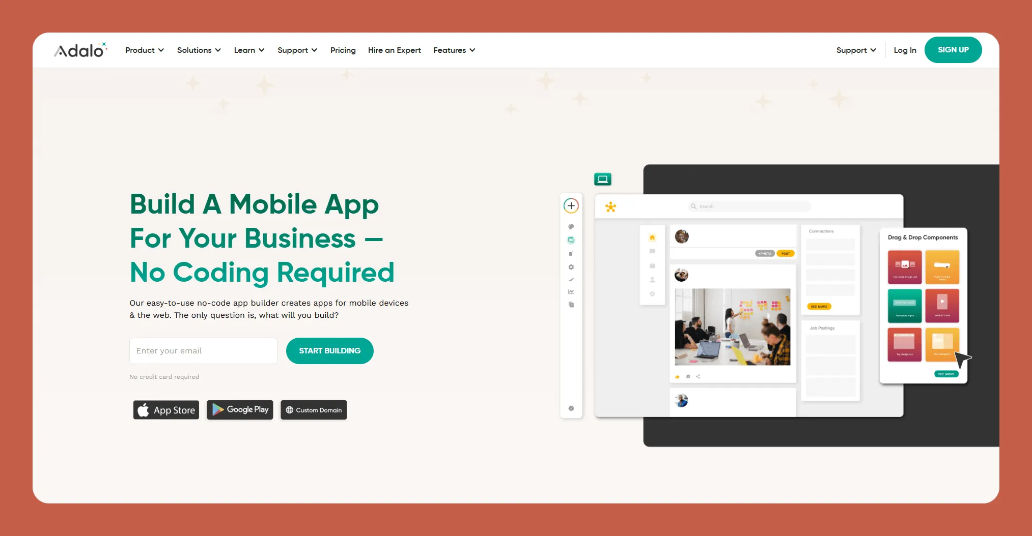Interface du créateur d'applications Adalo