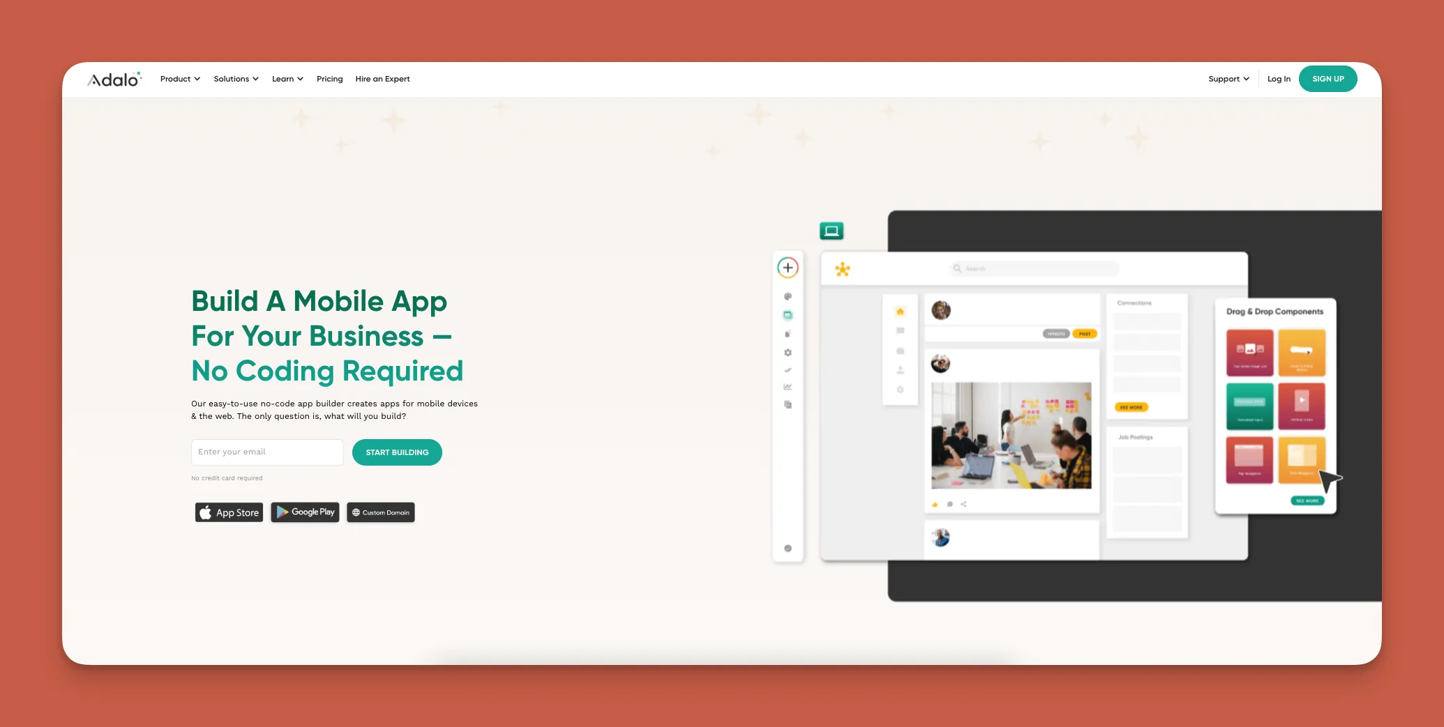 Interface du créateur d'applications Adalo