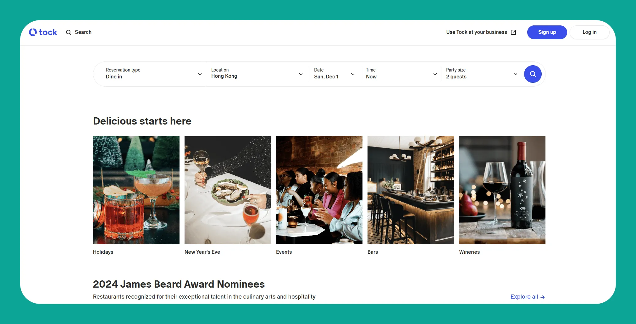 Plataforma de reservas Tock