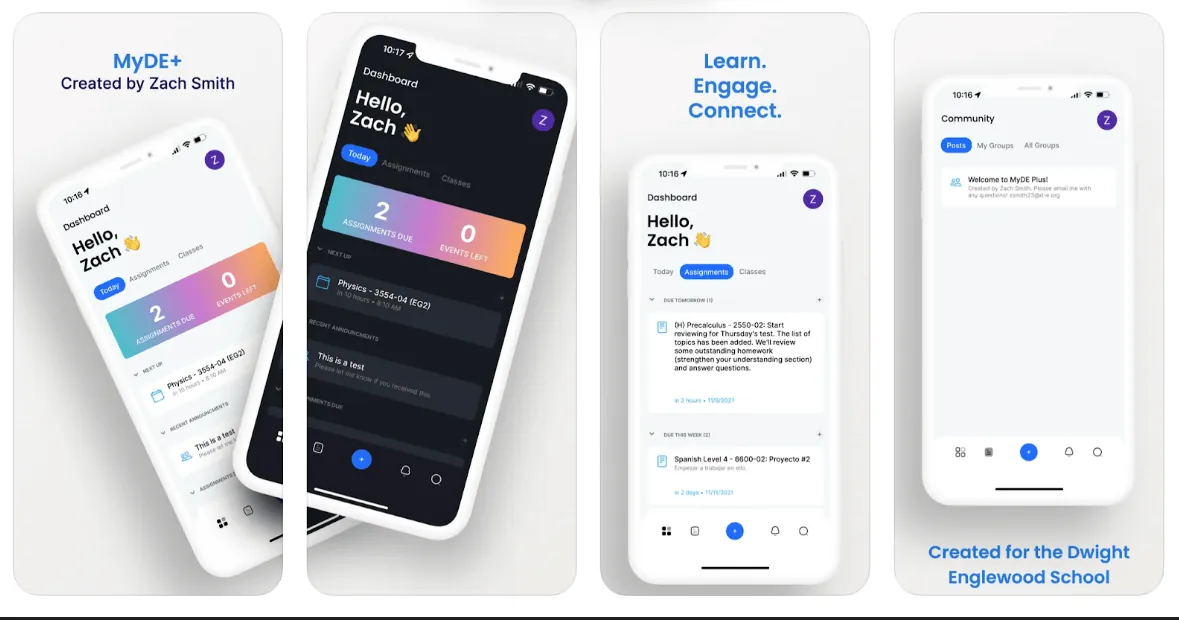 Interfaz de aplicación Campus Plus mostrando panel de estudiante