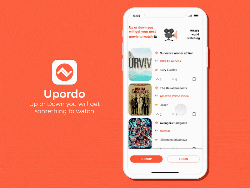Demostración animada de la aplicación de recomendación de contenido Upordo por Shantanu Srivastava