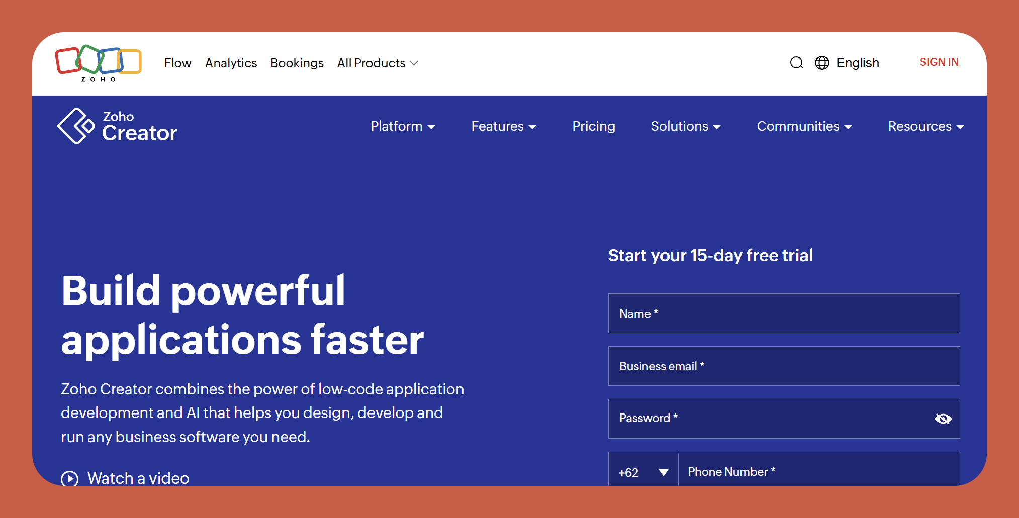 Interface Zoho Creator
