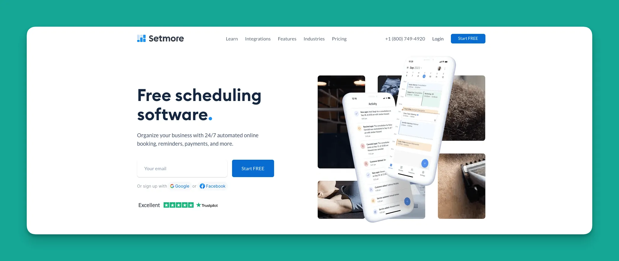 Interface de planification Setmore