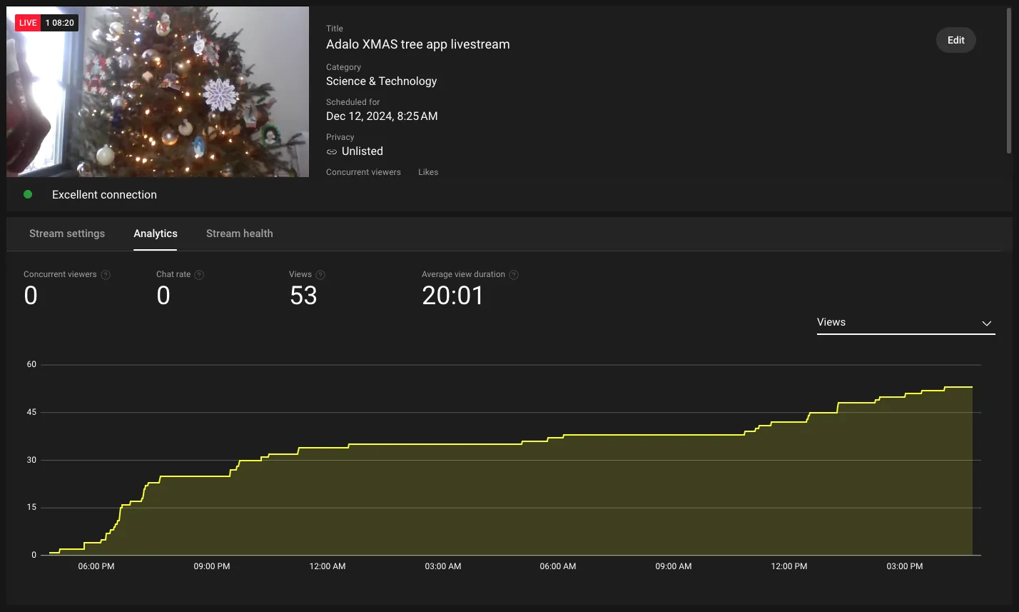 Interfaz de transmisión en vivo de YouTube Studio
