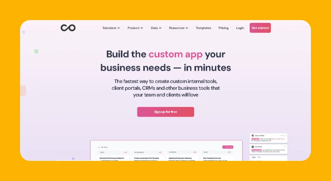 Interfaz del creador de aplicaciones Noloco