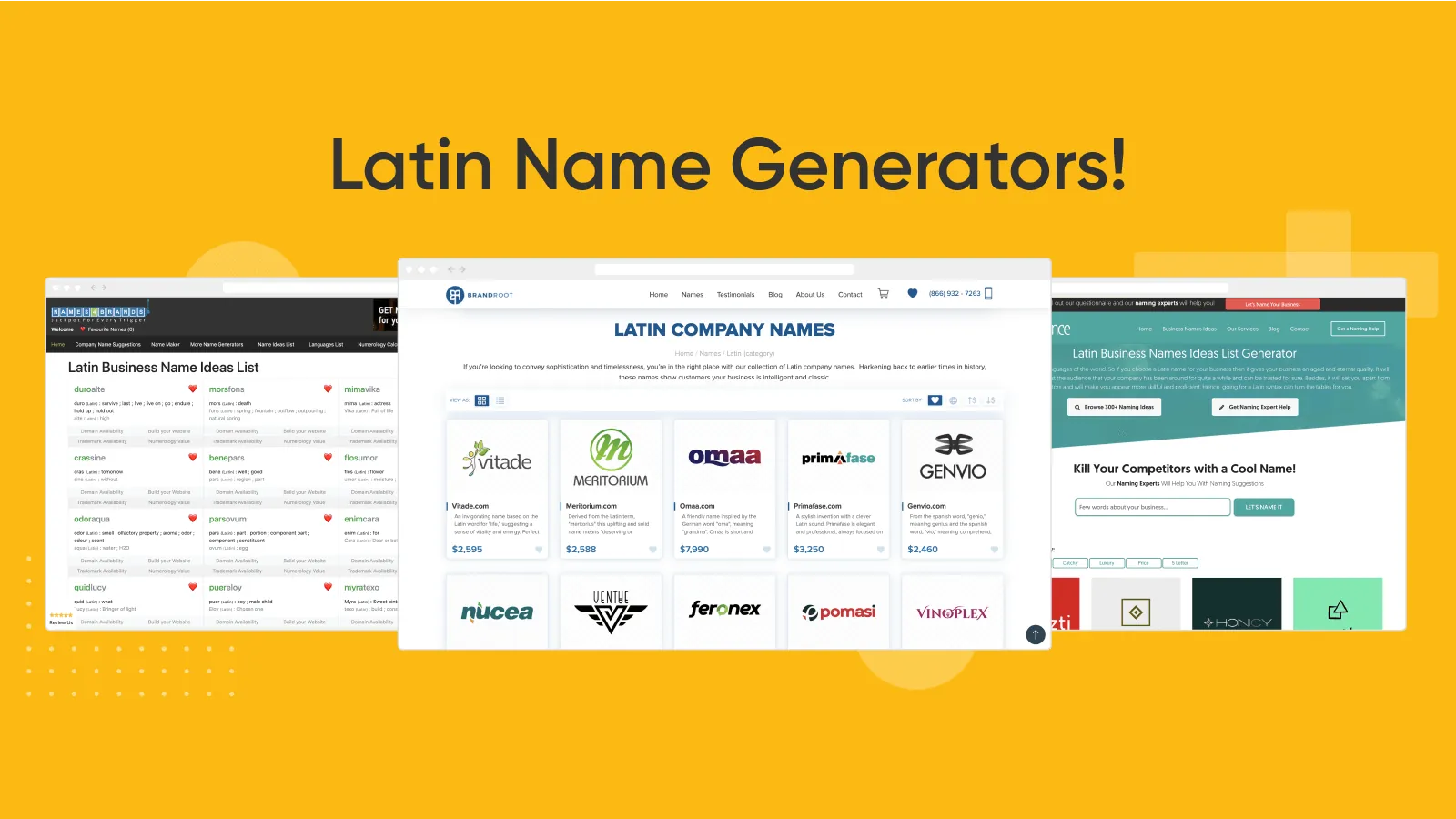 Resultados de búsqueda del generador de nombres de empresa