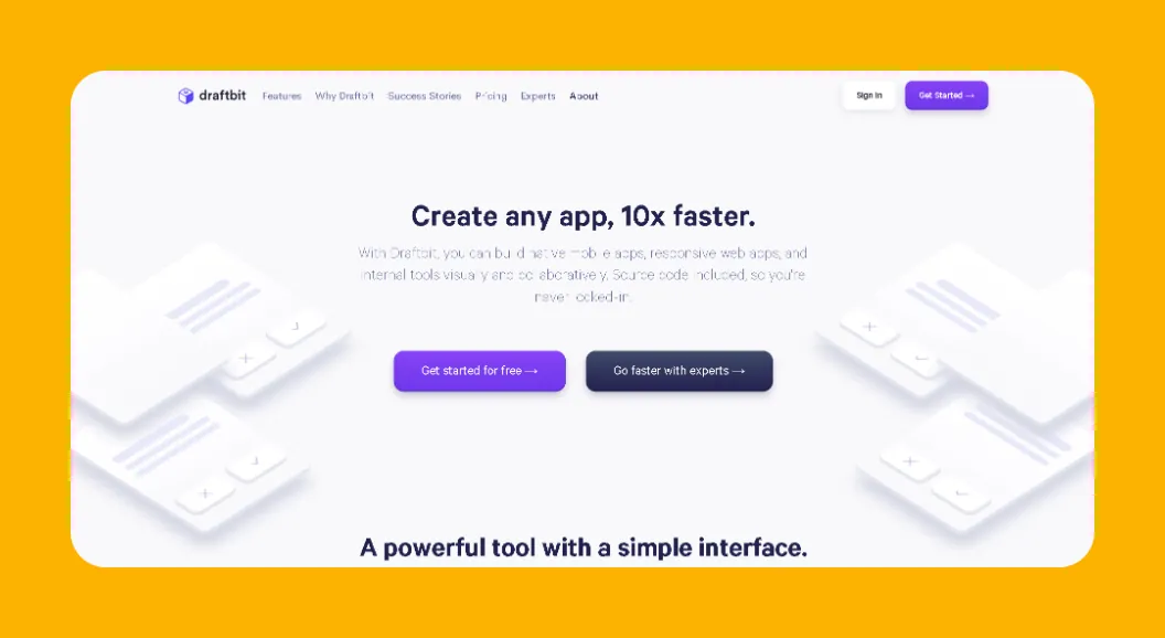 Interfaz del creador de aplicaciones Draftbit