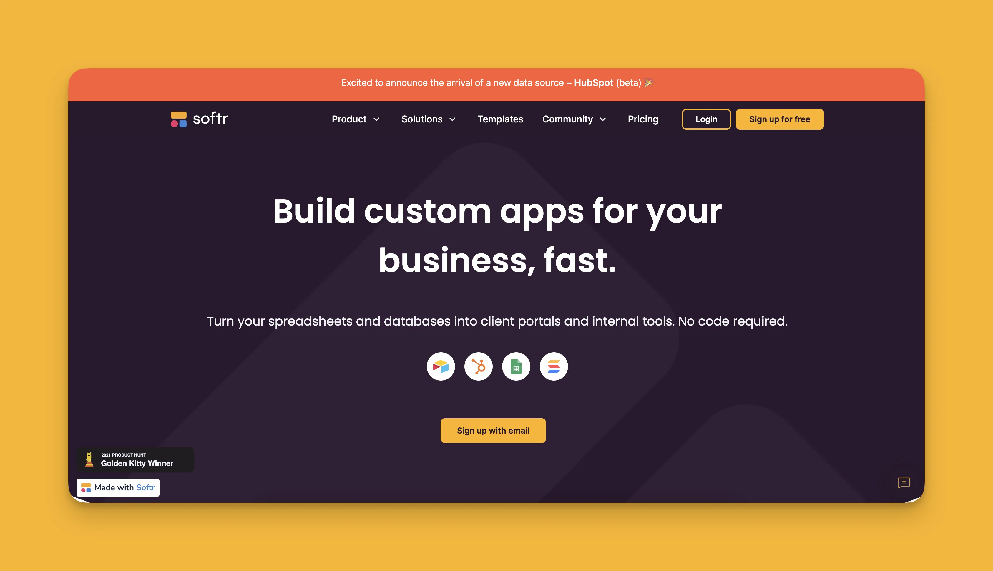 Interfaz del constructor de aplicaciones Softr