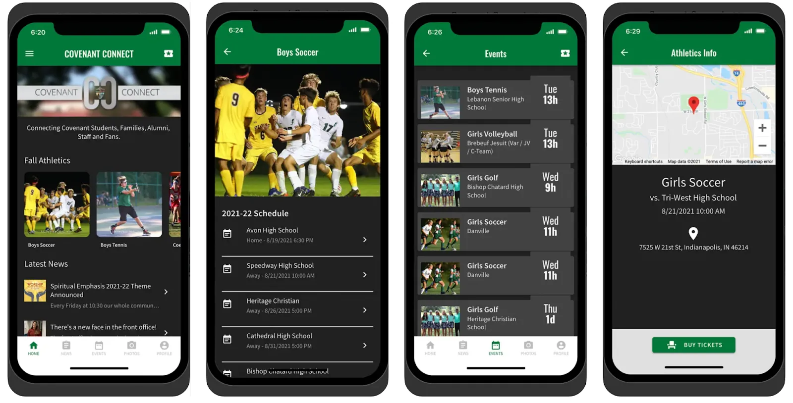 Pantallas de la aplicación Covenant Connect