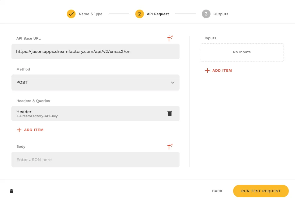 Asistente de configuración de llamada de API de Adalo