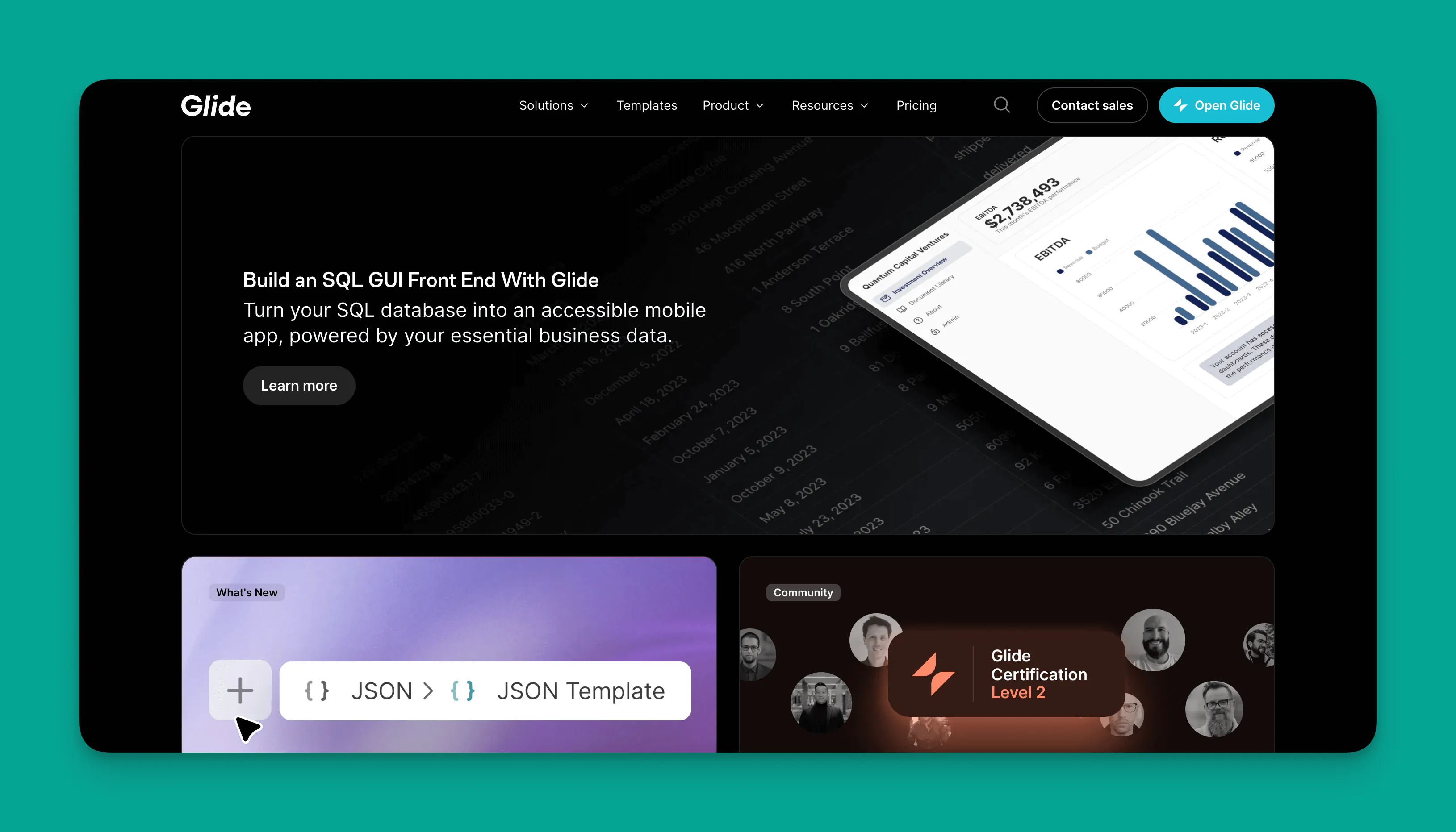 Interfaz del constructor de aplicaciones Glide