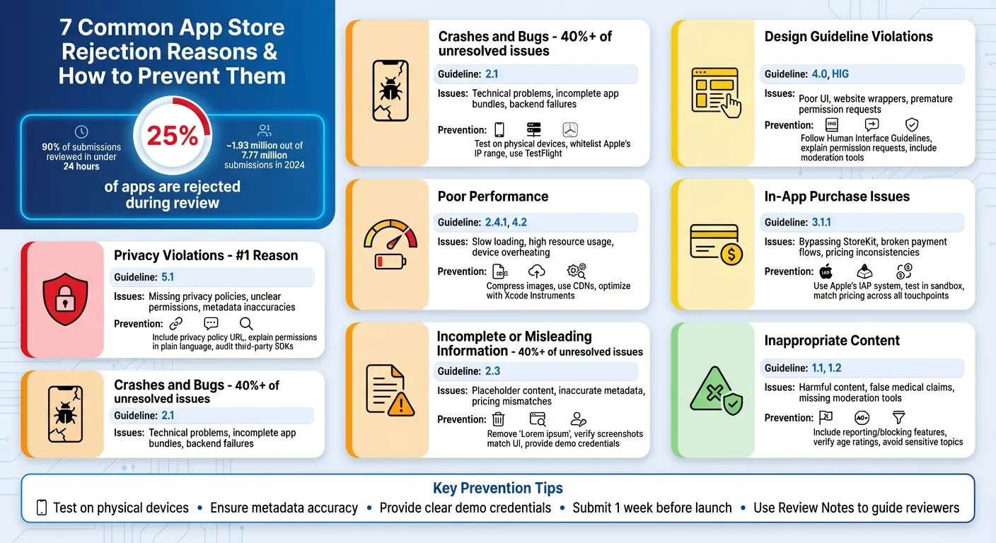 7 raisons courantes de rejet de l'App Store et stratégies de prévention