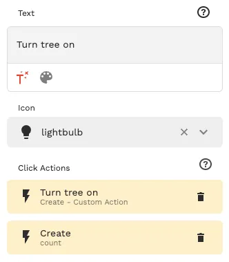 Configuración de acción de botón de Adalo