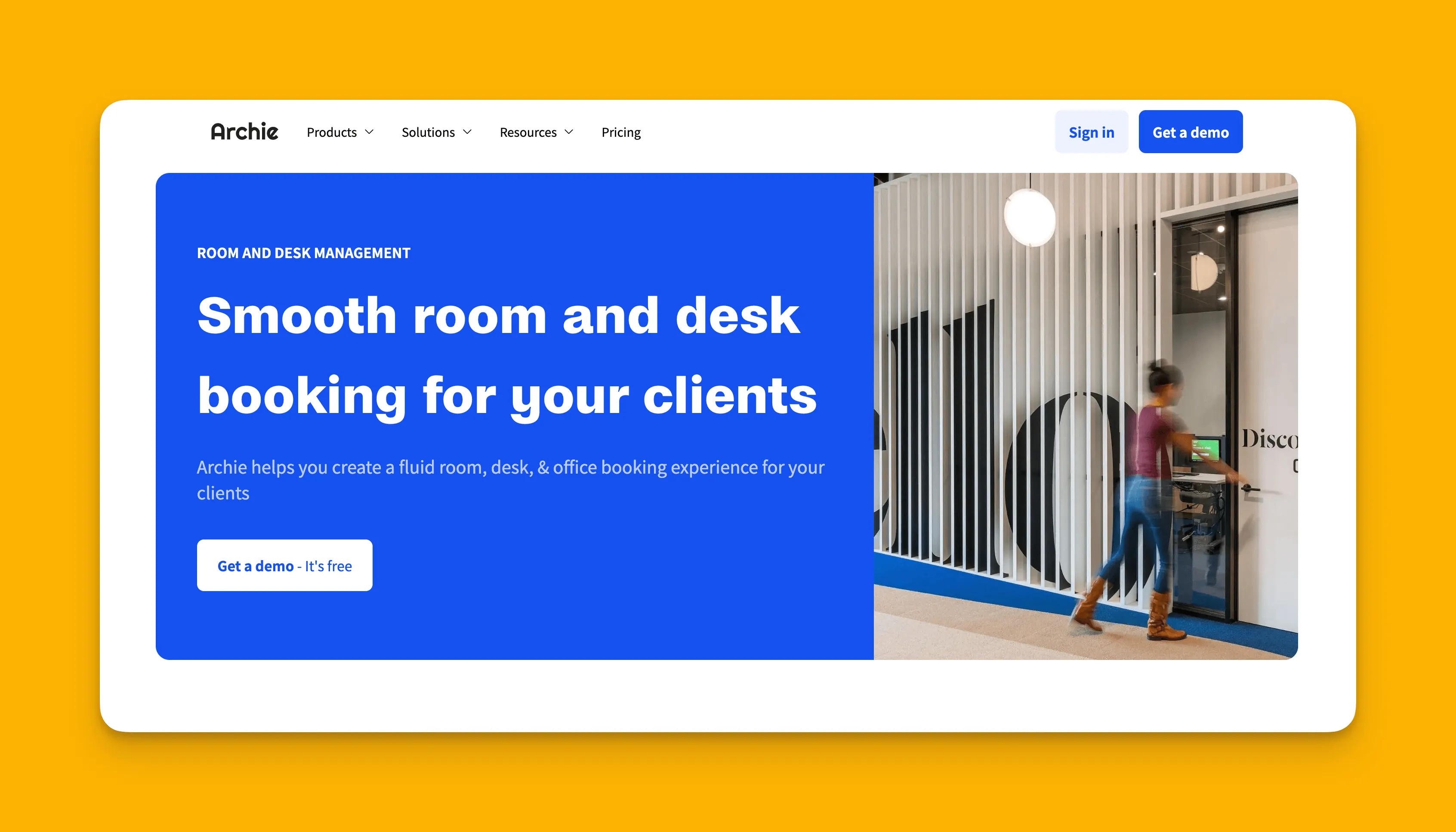 Interfaz de software de coworking Archie