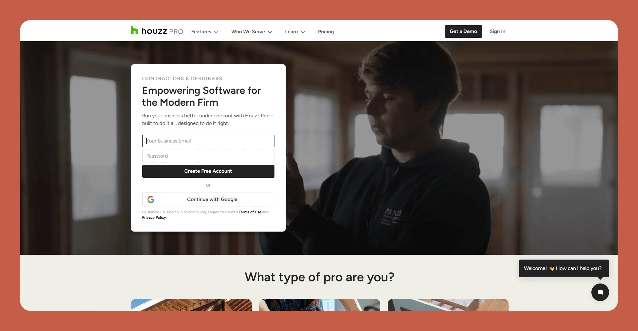 Interface de Houzz Pro