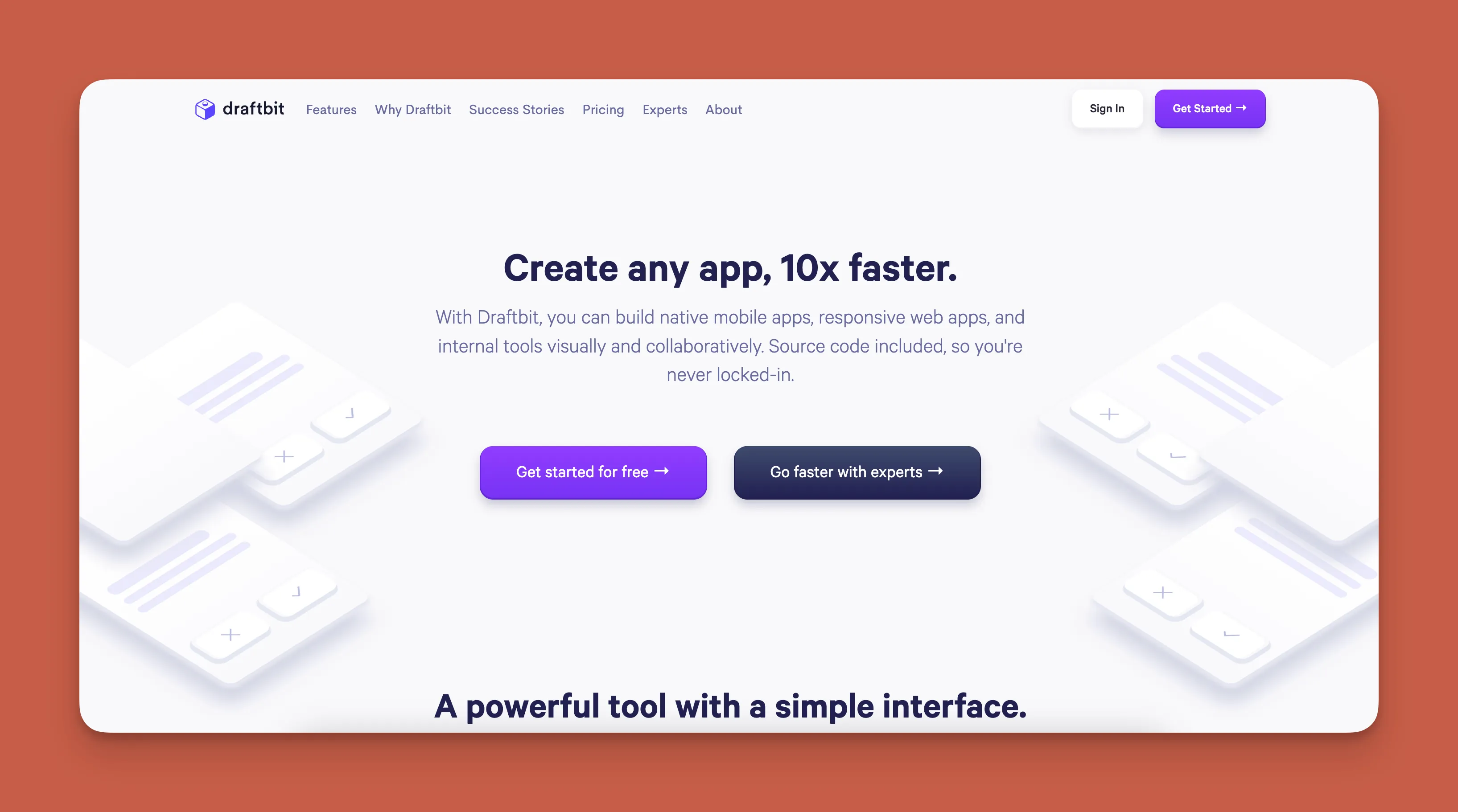 Interface du créateur d'applications Draftbit