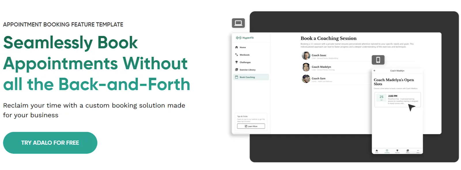 Plantilla de aplicación de citas de Adalo